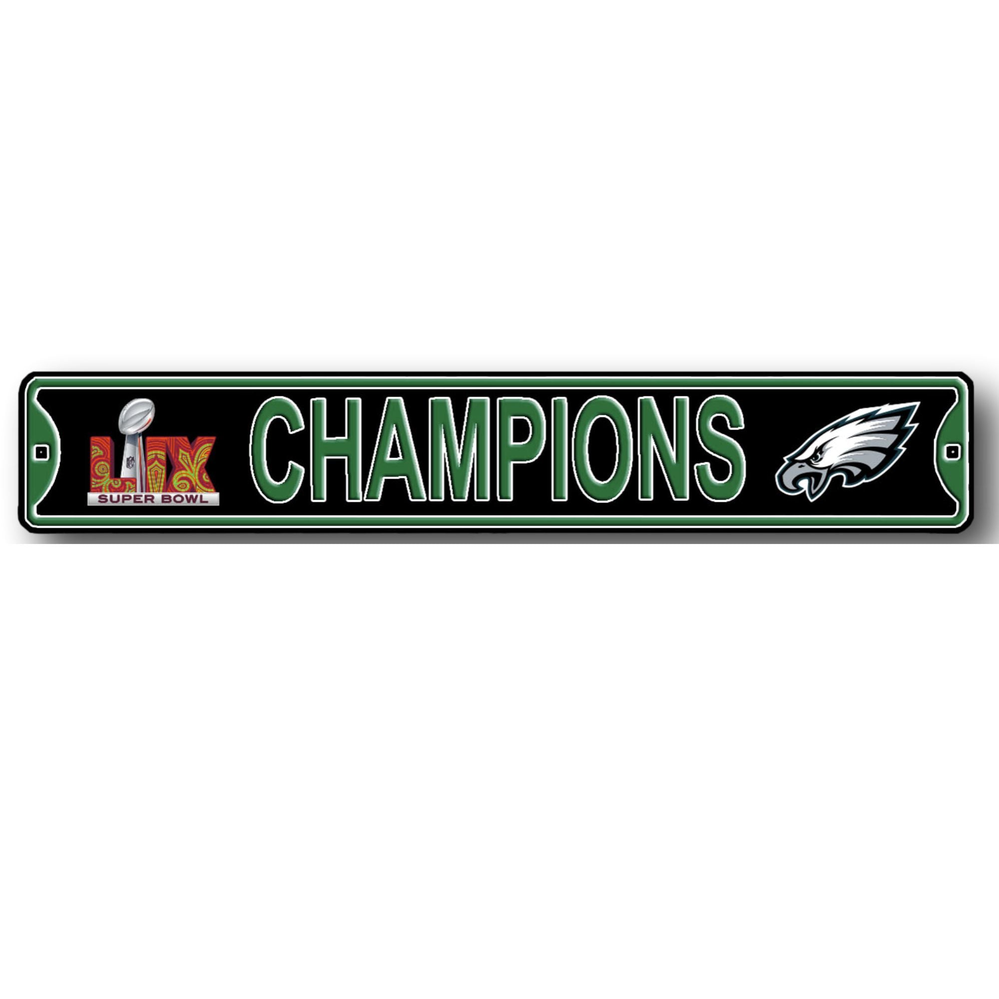 Philadelphia Eagles - SUPER BOWL CHAMPIONS - Black Embossed Steel Street Sign