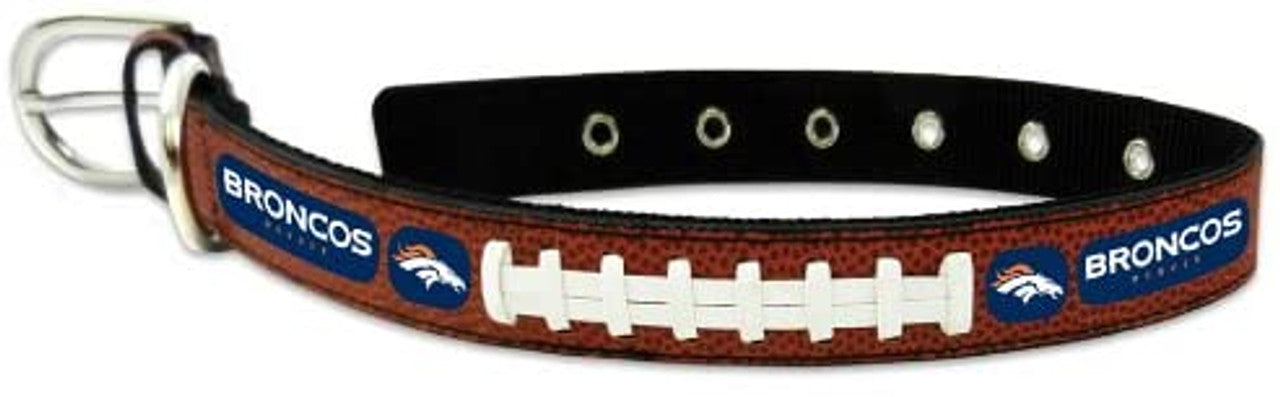 Denver Broncos Pet Collar Leather Classic Football Size Large Super Bowl 50 Champ - Sports Collectibles, Sports Memorabilia, Sports Fan Shop, Sports Gifts