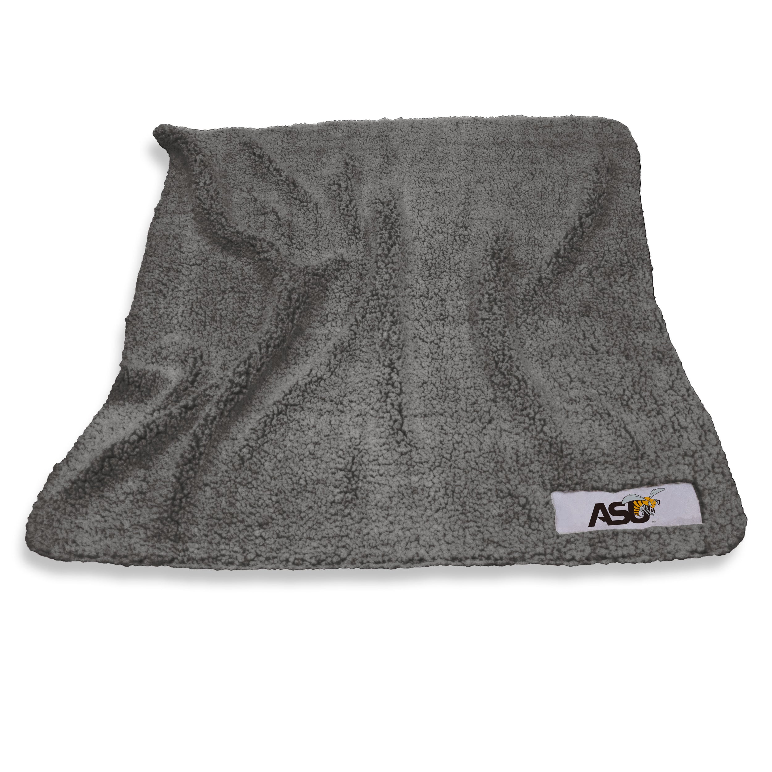 The Frosty Fleece throw blanket is a soft, warm, and luxurious sherpa blanket featuring a team logo patch. It's machine washable, measures 50"x60", and is perfect for tailgating, home games, or travel. Ideal gift for sports fans and pets.