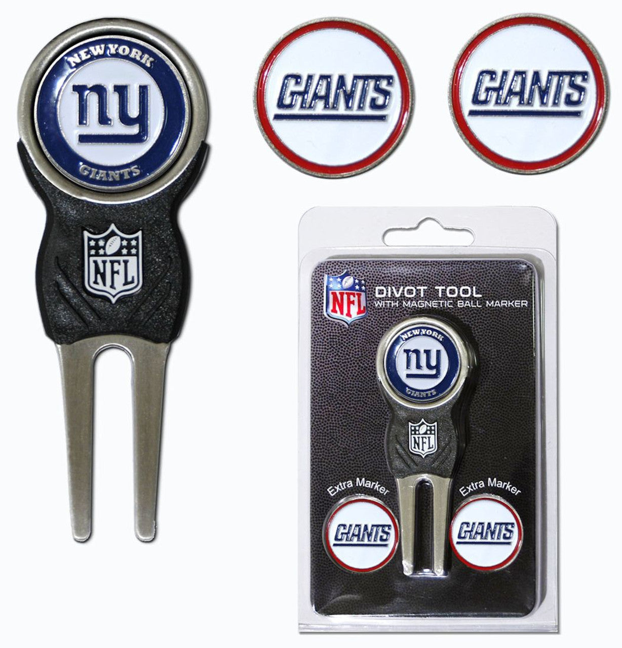 New York Giants Golf Divot Tool with 3 Markers - Sports Collectibles, Sports Memorabilia, Sports Fan Shop, Sports Gifts