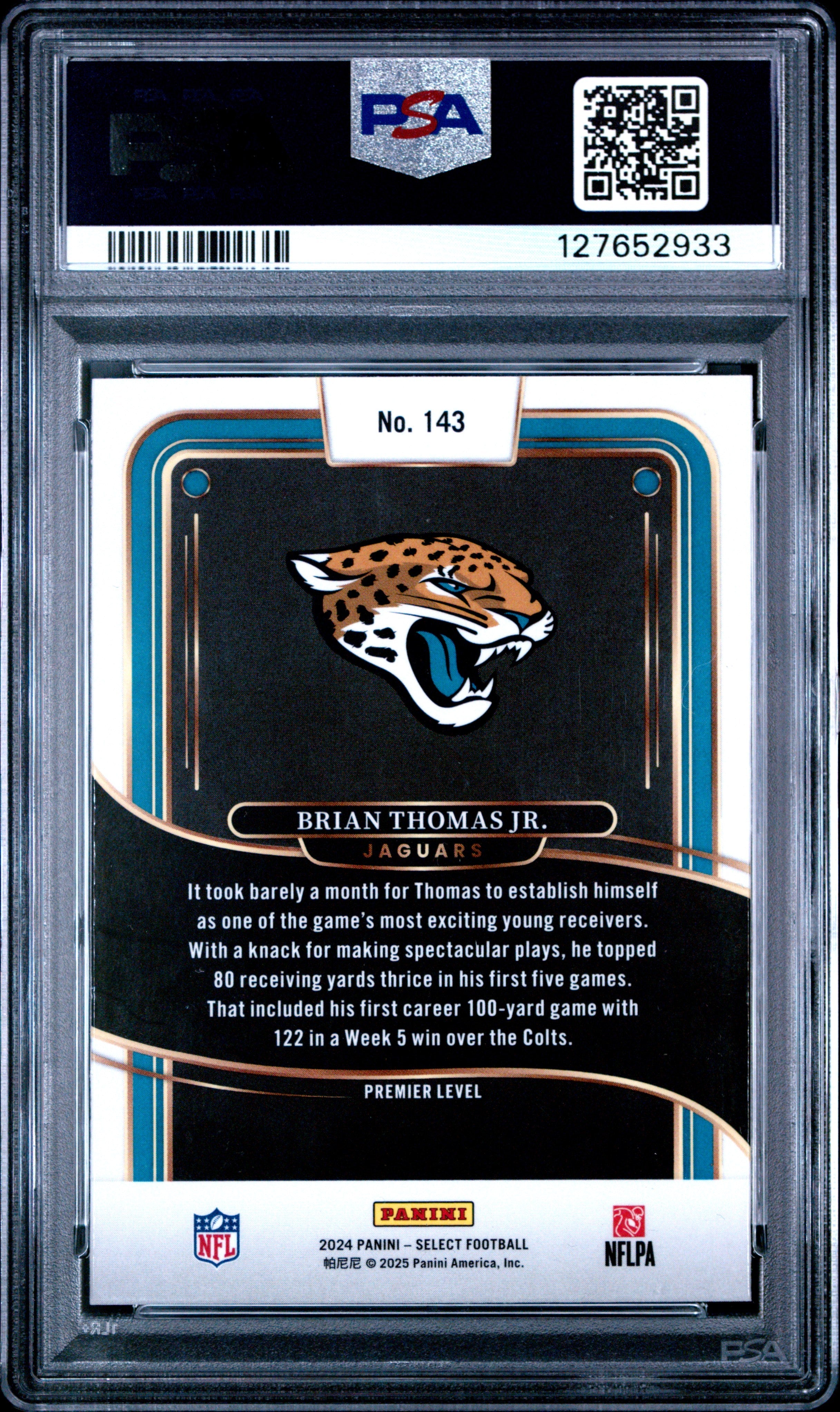 Graded 2024 Panini Select Brian Thomas Jr. #143 Rookie RC Football Card PSA 10 Gem Mint