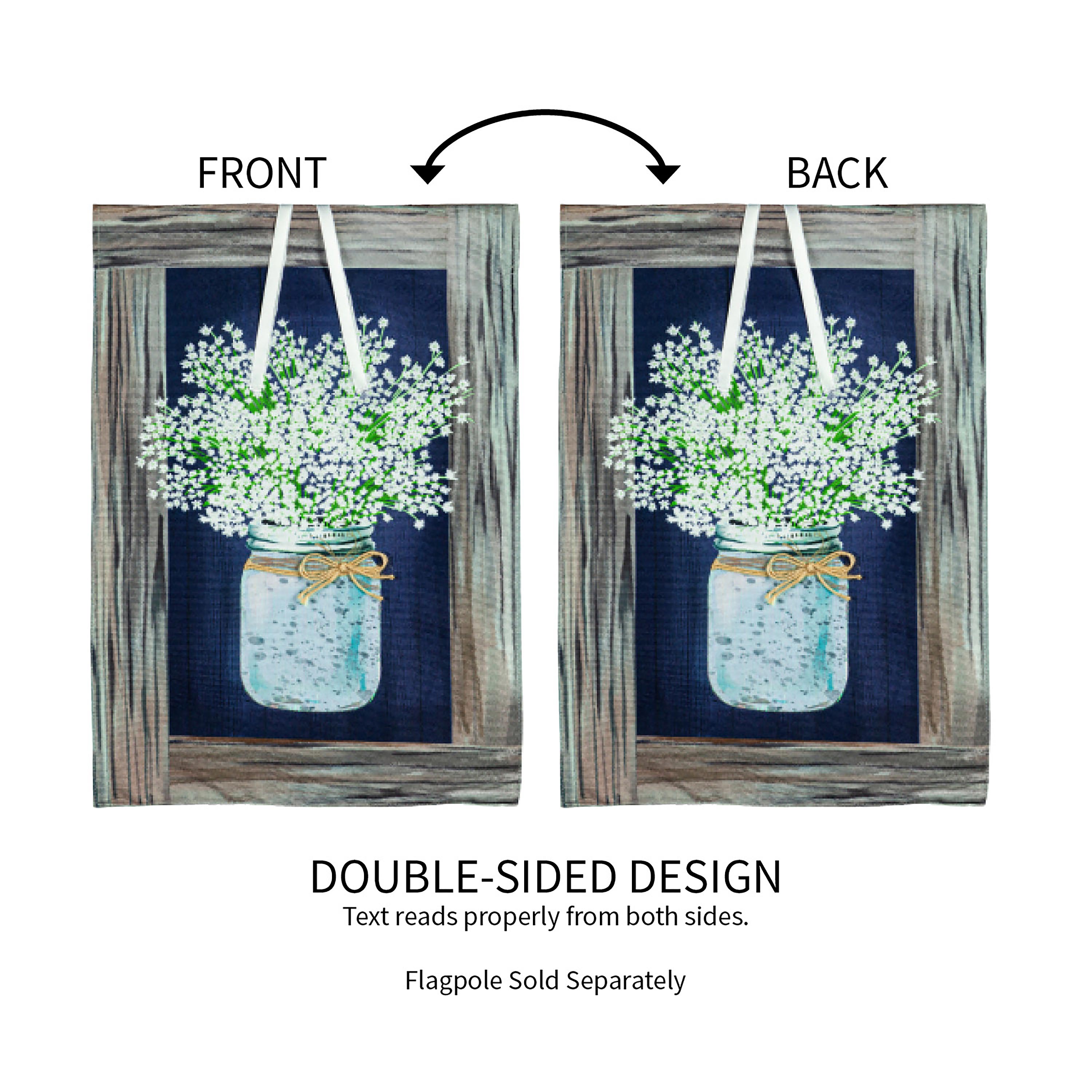 Hanging Mason Jar Garden Linen Flag - Sports Collectibles, Sports Memorabilia, Sports Fan Shop, Sports Gifts