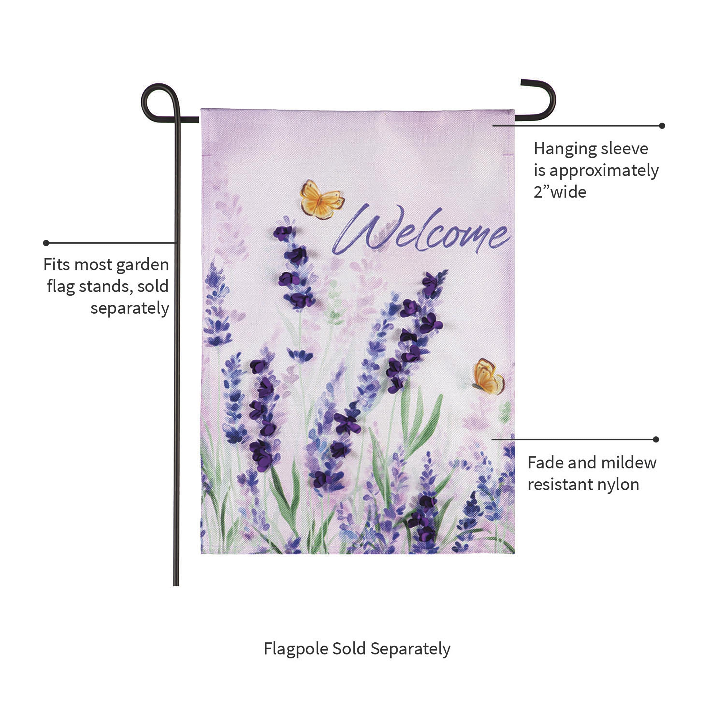 Hello Spring Lavender Burlap Garden Flag - Sports Collectibles, Sports Memorabilia, Sports Fan Shop, Sports Gifts