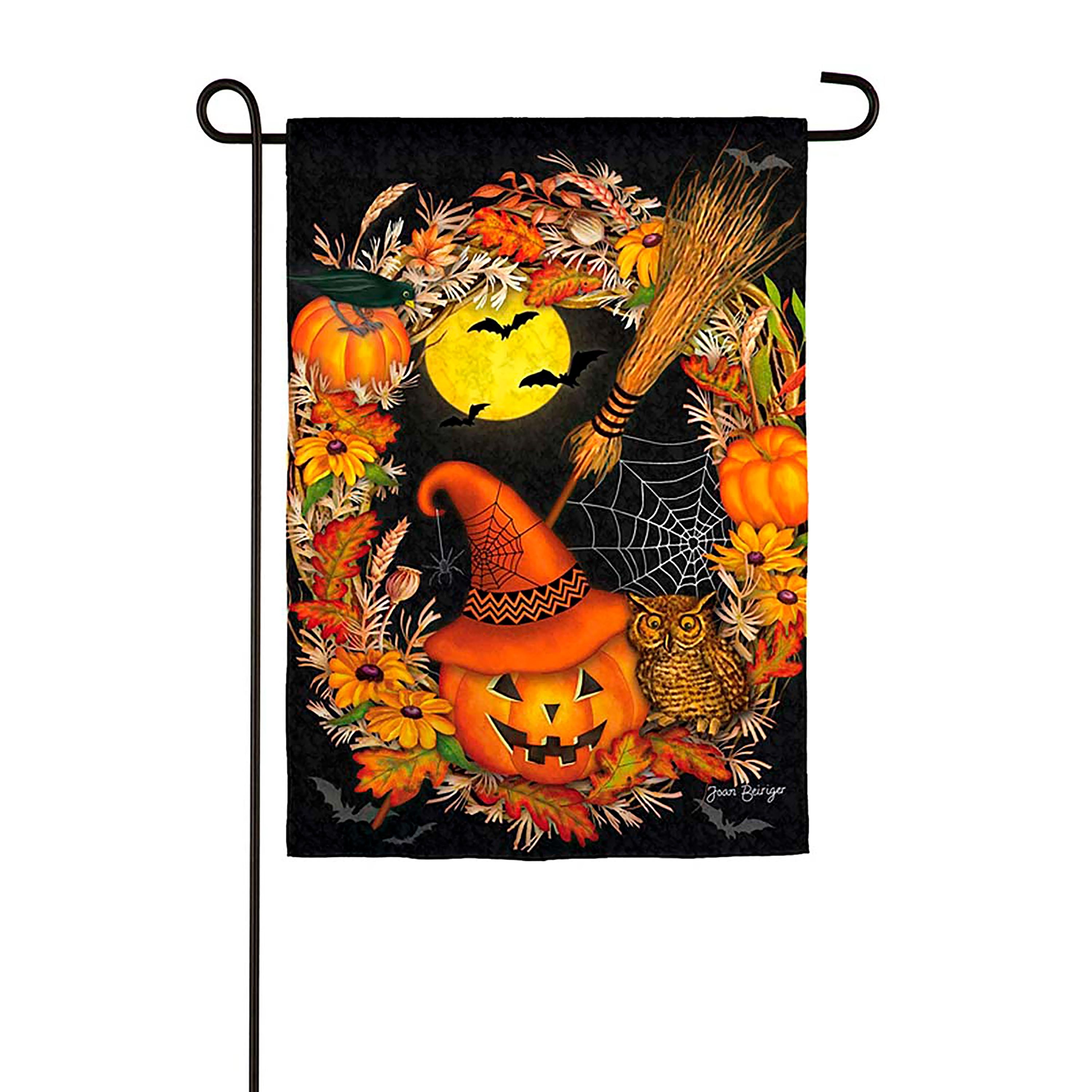 Halloween Wreath Garden Textured Suede Flag - Sports Collectibles, Sports Memorabilia, Sports Fan Shop, Sports Gifts