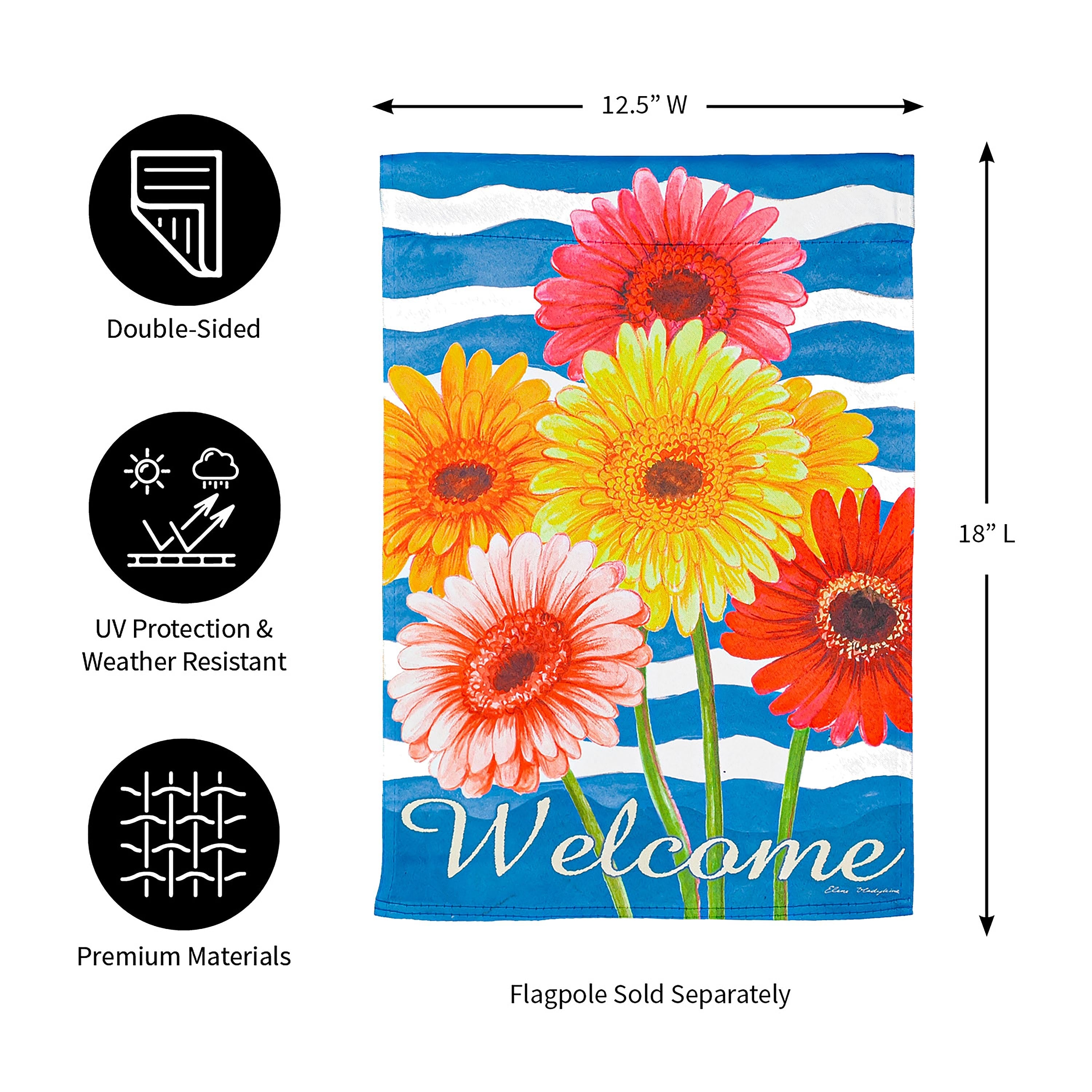 Spring Gerbera Bouquet Garden Suede Flag - Sports Collectibles, Sports Memorabilia, Sports Fan Shop, Sports Gifts