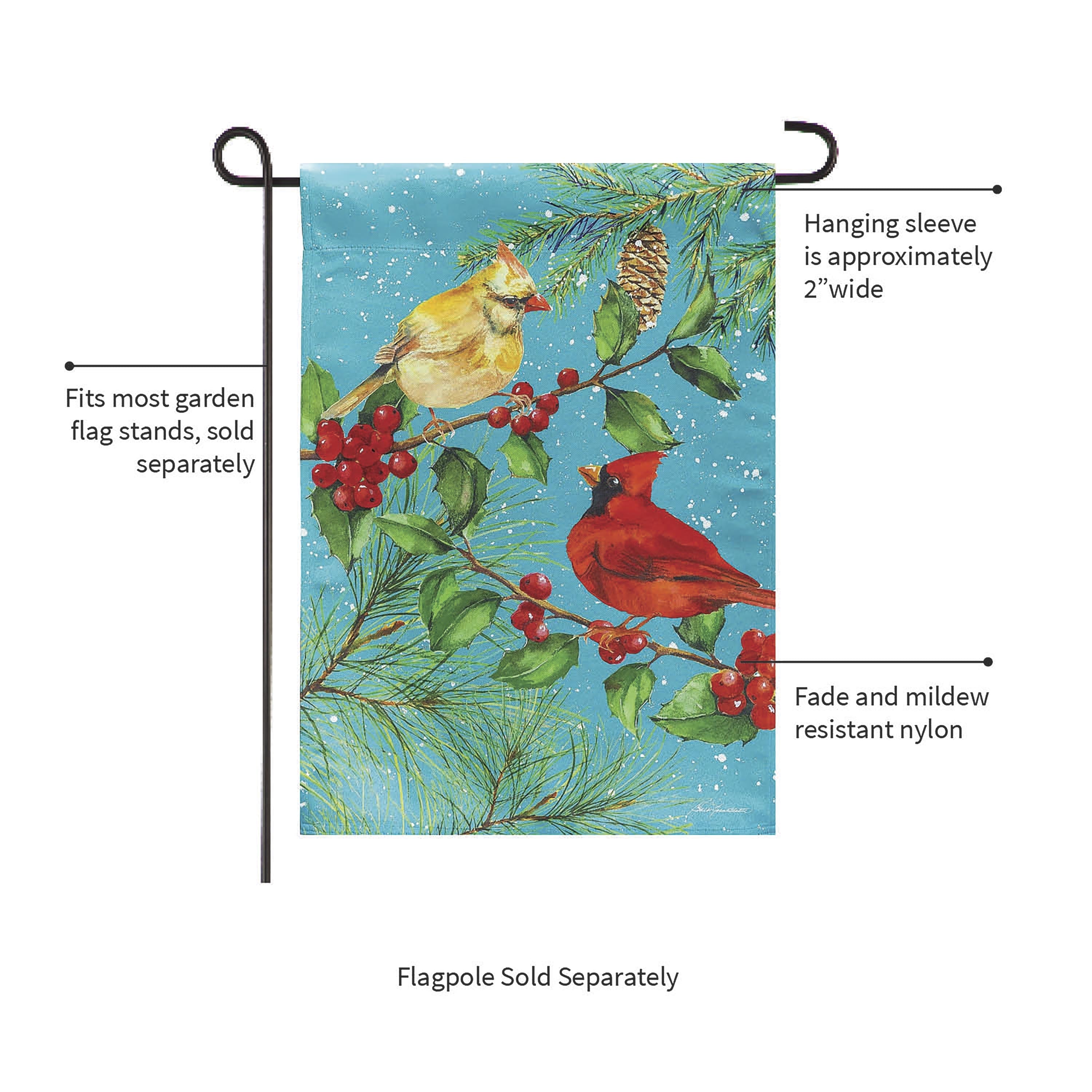 Cardinal Couple Suede Garden Flag - Sports Collectibles, Sports Memorabilia, Sports Fan Shop, Sports Gifts