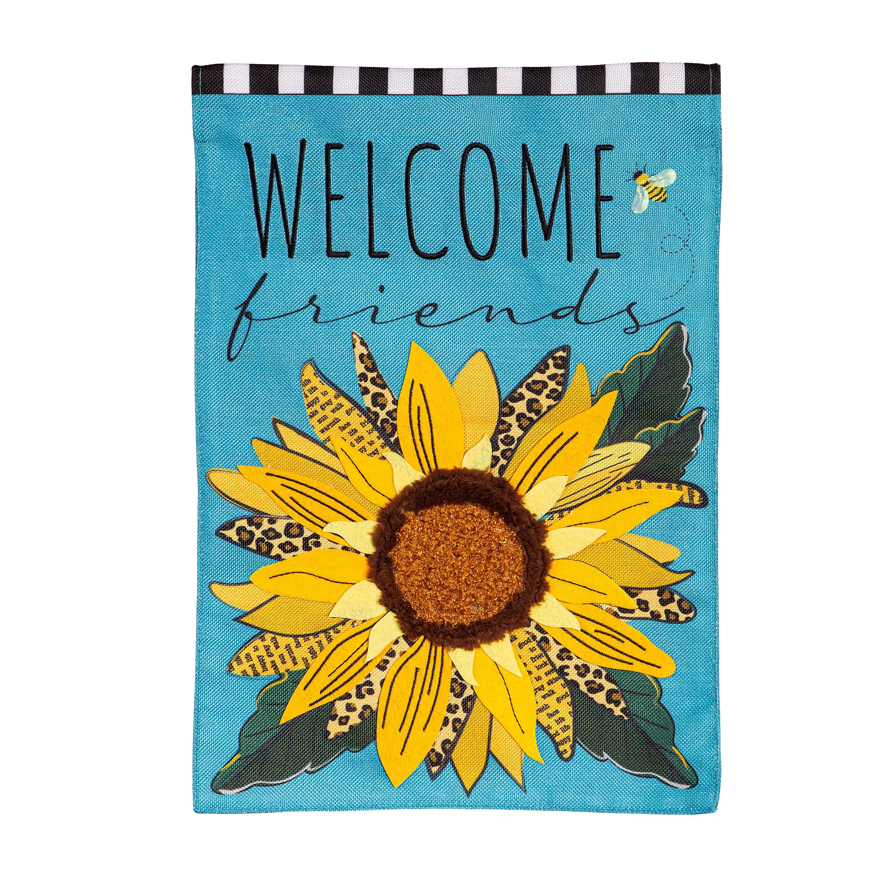 Welcome Friends Leopard Sunflower Burlap House Flag - Sports Collectibles, Sports Memorabilia, Sports Fan Shop, Sports Gifts