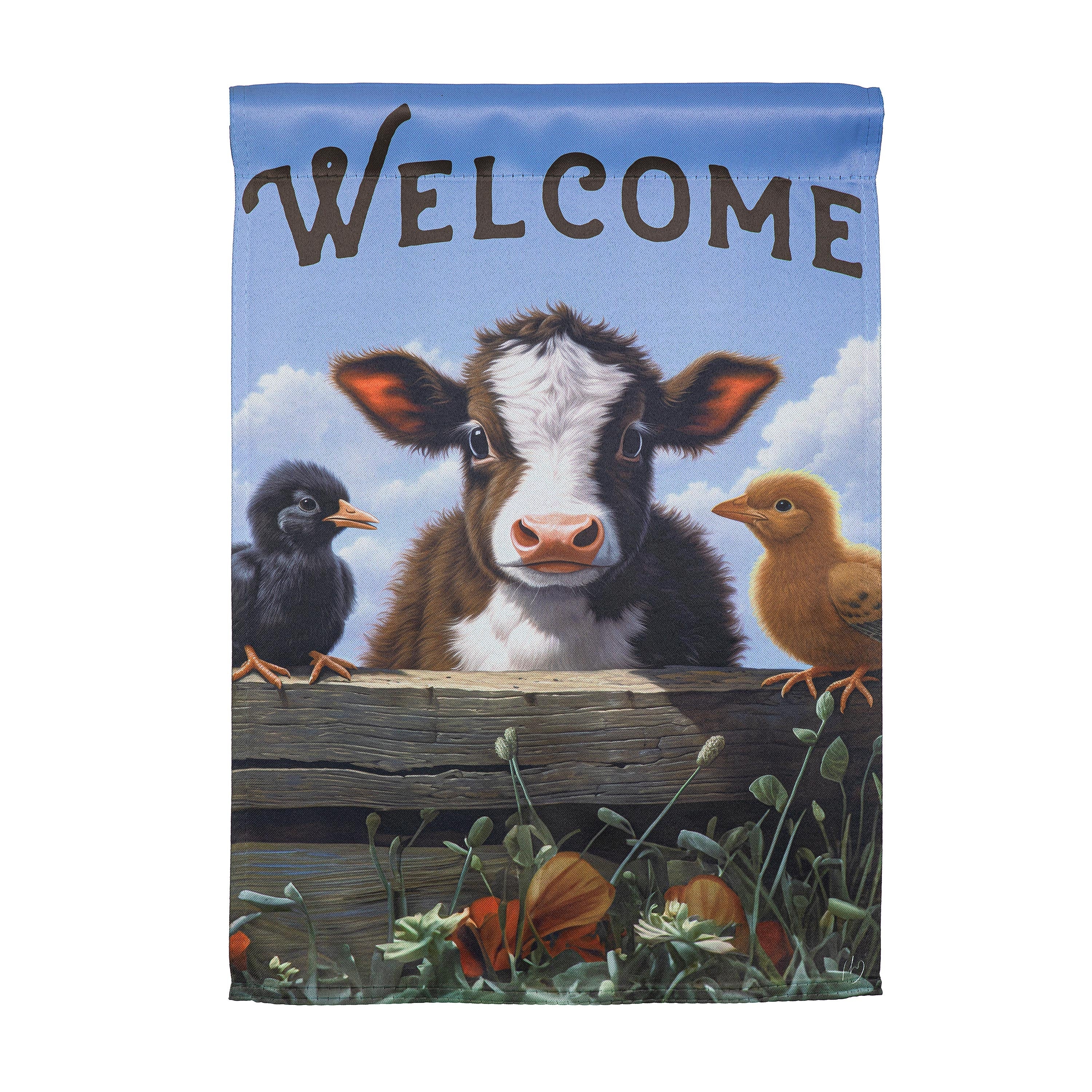 Cow and Chicks Suede Garden Flag - Sports Collectibles, Sports Memorabilia, Sports Fan Shop, Sports Gifts