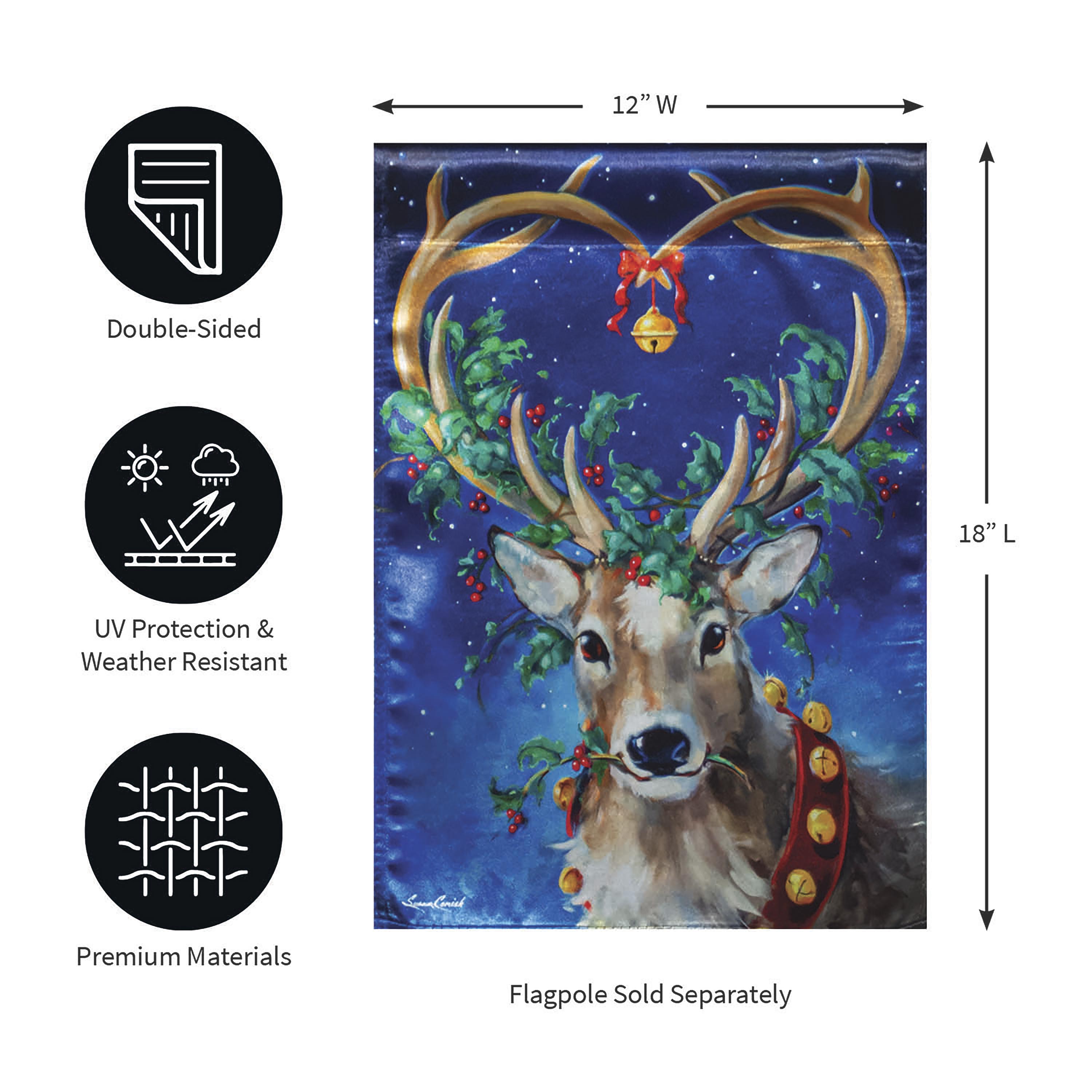 Santa's Reindeer Lustre Garden Flag - Sports Collectibles, Sports Memorabilia, Sports Fan Shop, Sports Gifts