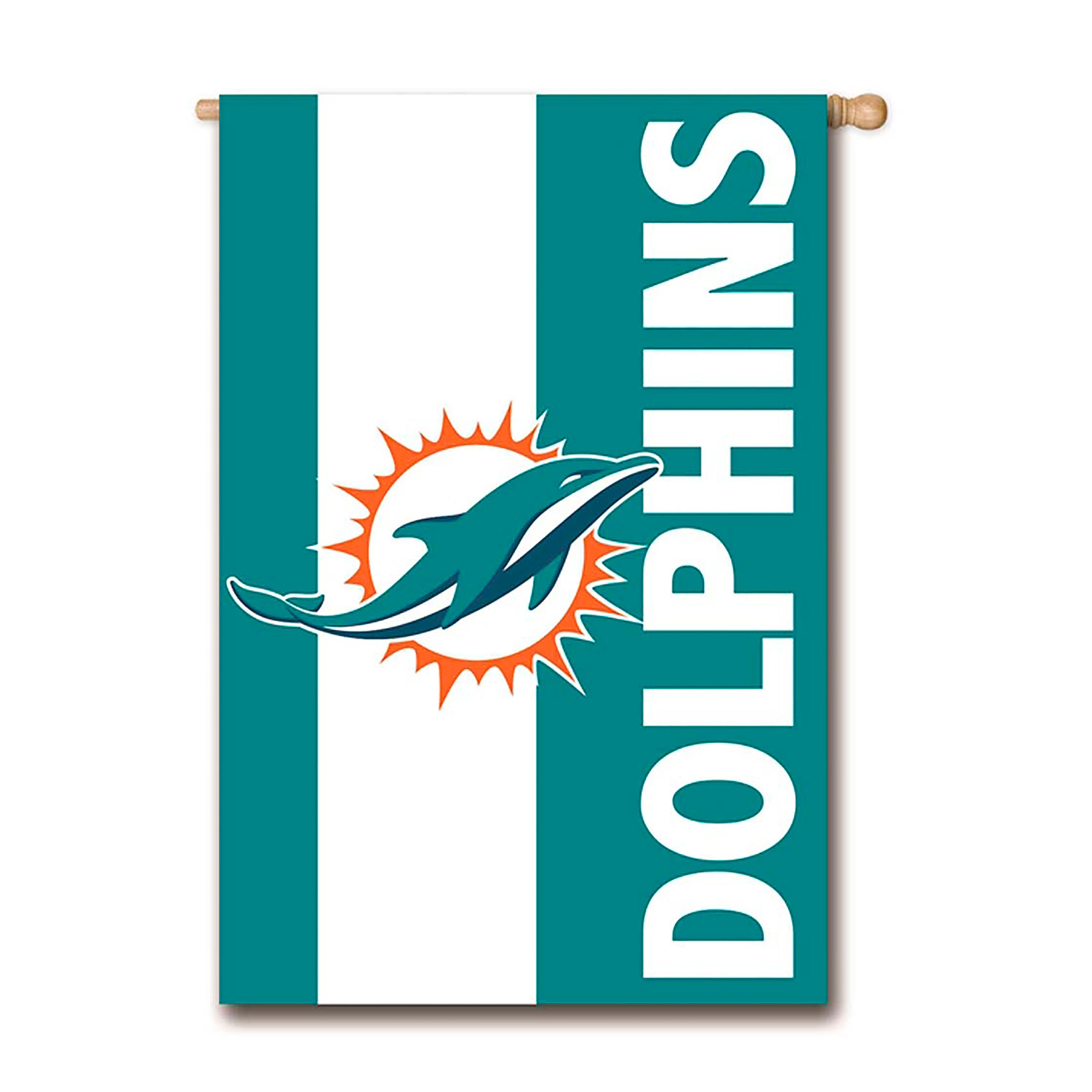 Double-Sided Embellished NFL Team Pride Applique House Flag, Miami Dolphins - Sports Collectibles, Sports Memorabilia, Sports Fan Shop, Sports Gifts