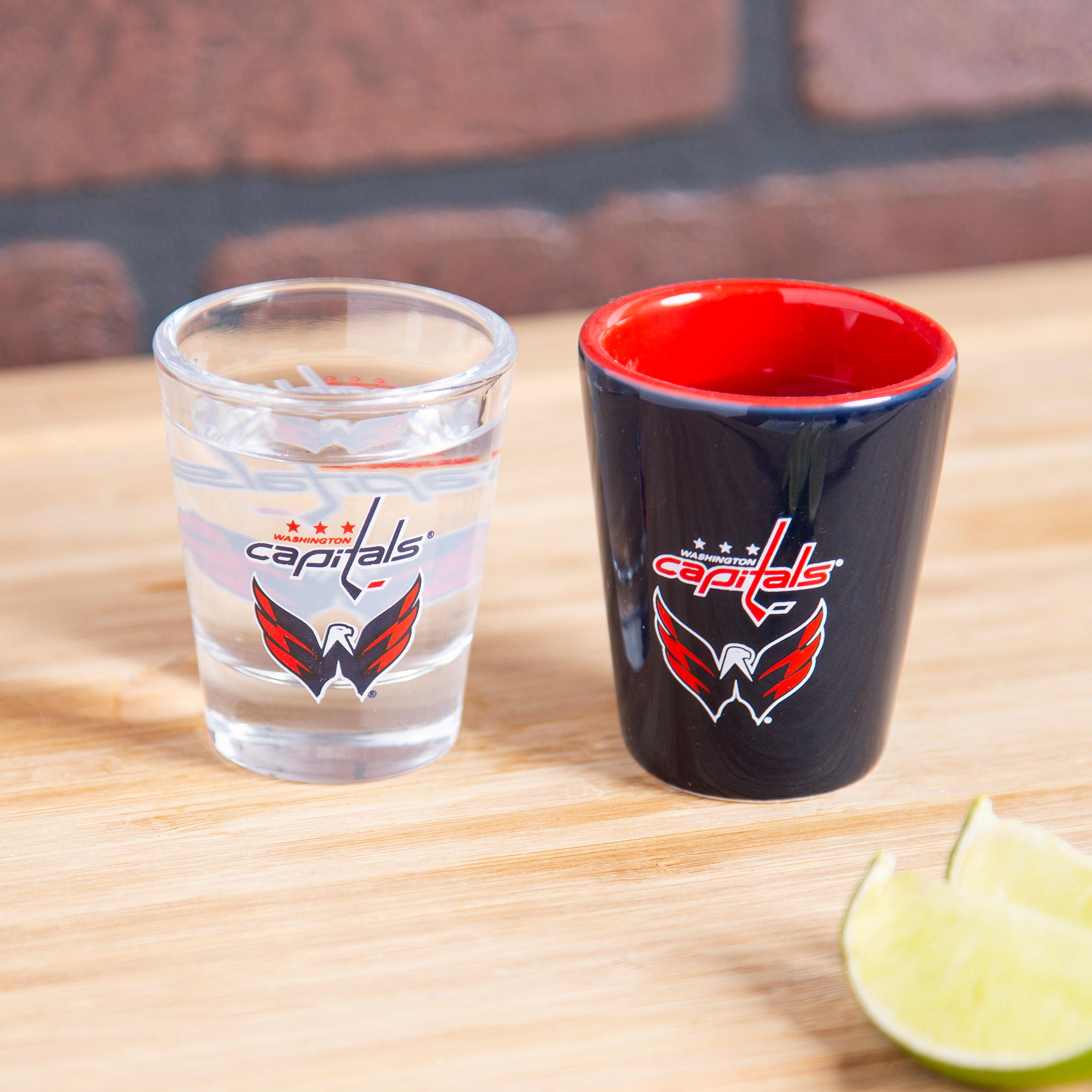 Washington Capitals 4-Piece Ceramic and Glass 2oz. Shot Glass Set - Sports Gifts, Sports Memorabilia, Sports Collectibles, Fan Shop