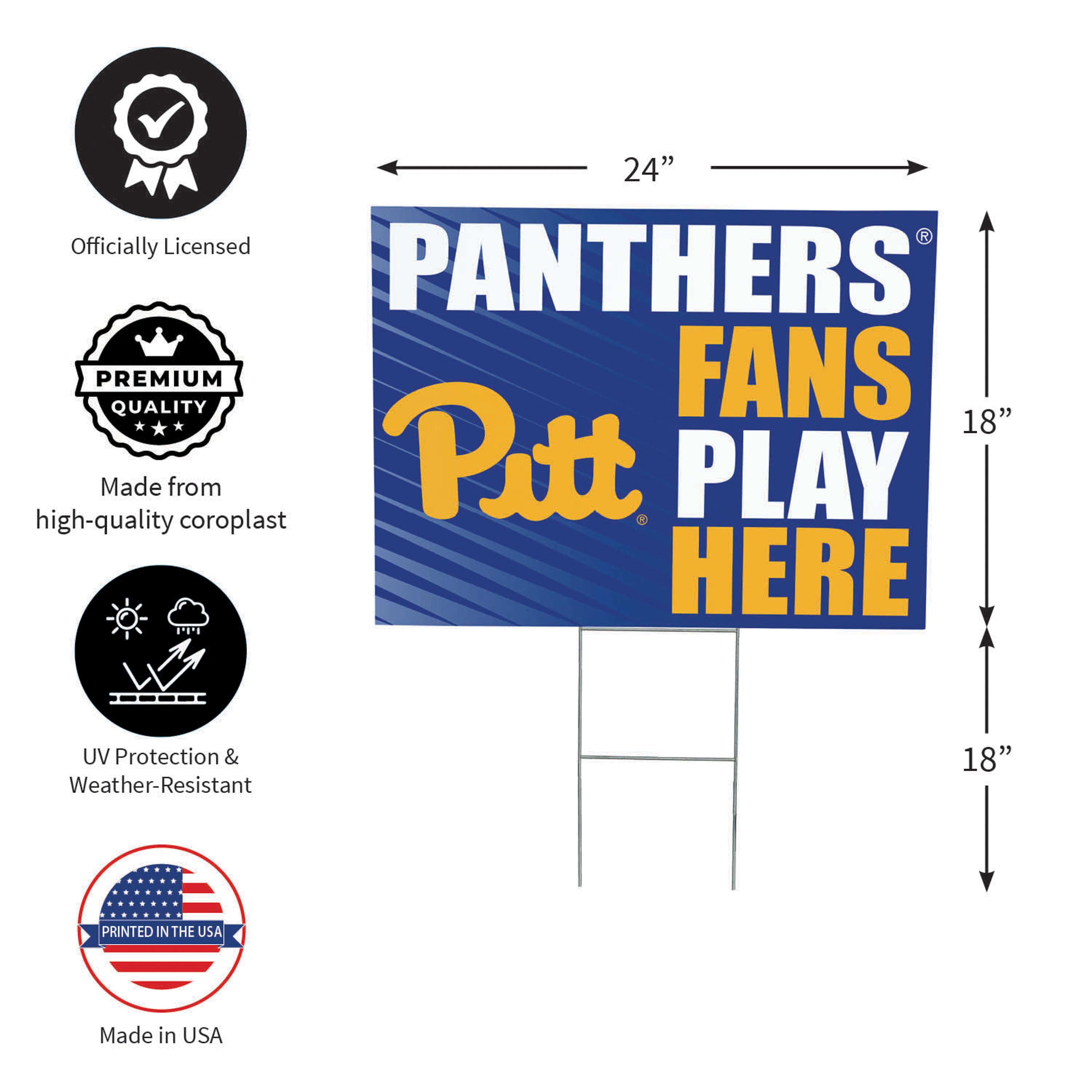 University of Pittsburgh Coroplast Yard Sign "Fans Play Here" - Sports Collectibles, Sports Memorabilia, Sports Fan Shop, Sports Gifts
