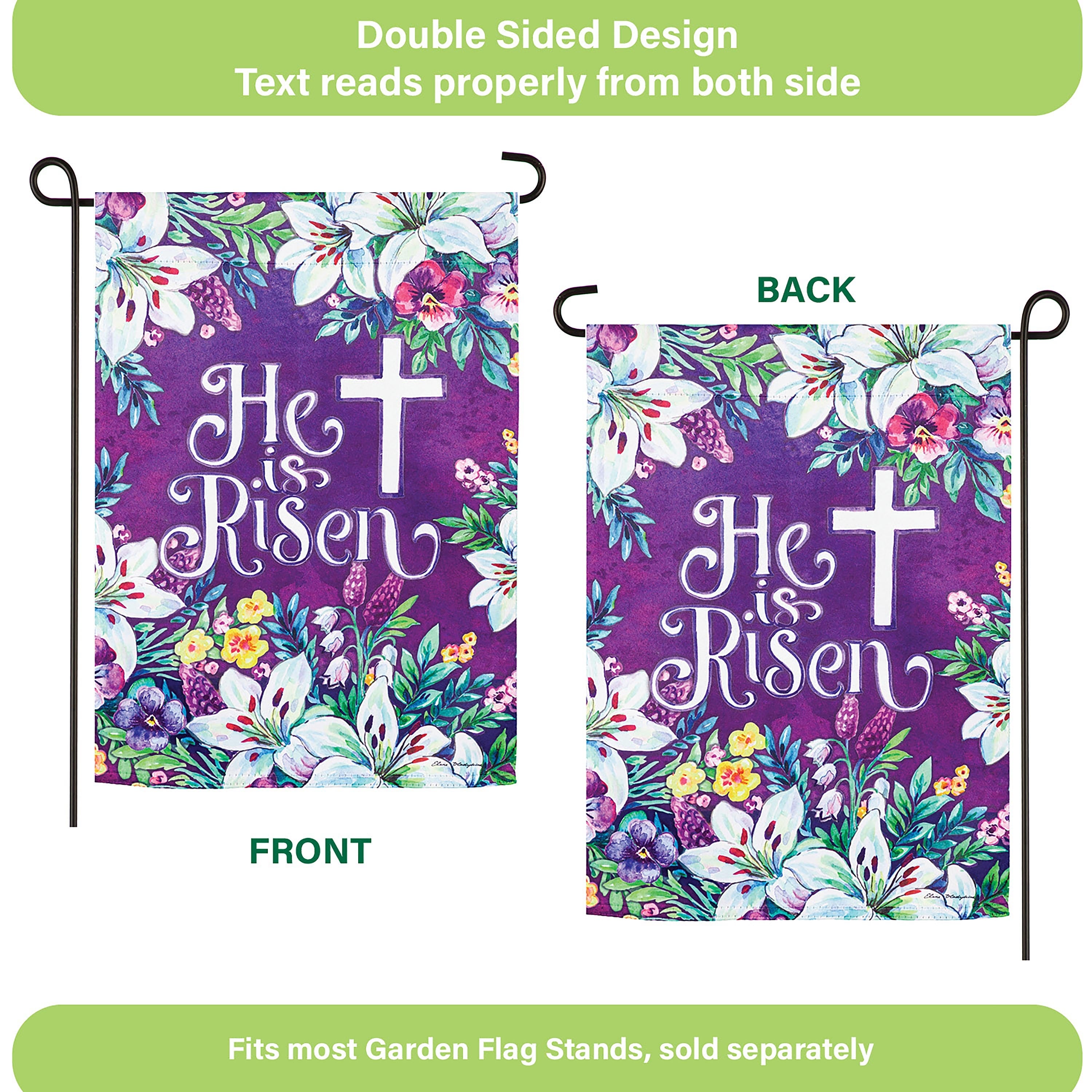 Spring Flowers Easter Cross Garden Suede Flag - Sports Collectibles, Sports Memorabilia, Sports Fan Shop, Sports Gifts
