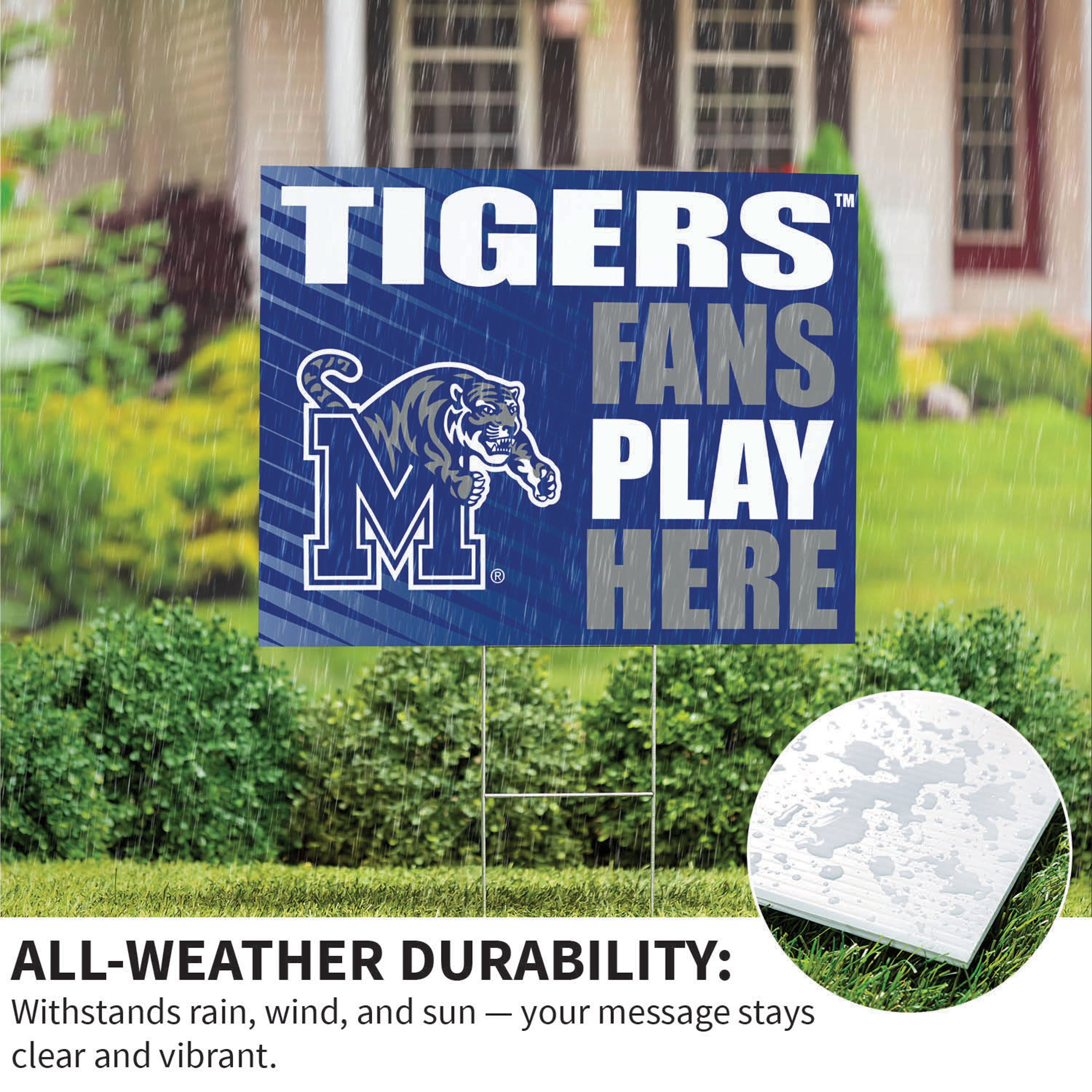 University of Memphis Coroplast Yard Sign "Fans Play Here" - Sports Collectibles, Sports Memorabilia, Sports Fan Shop, Sports Gifts