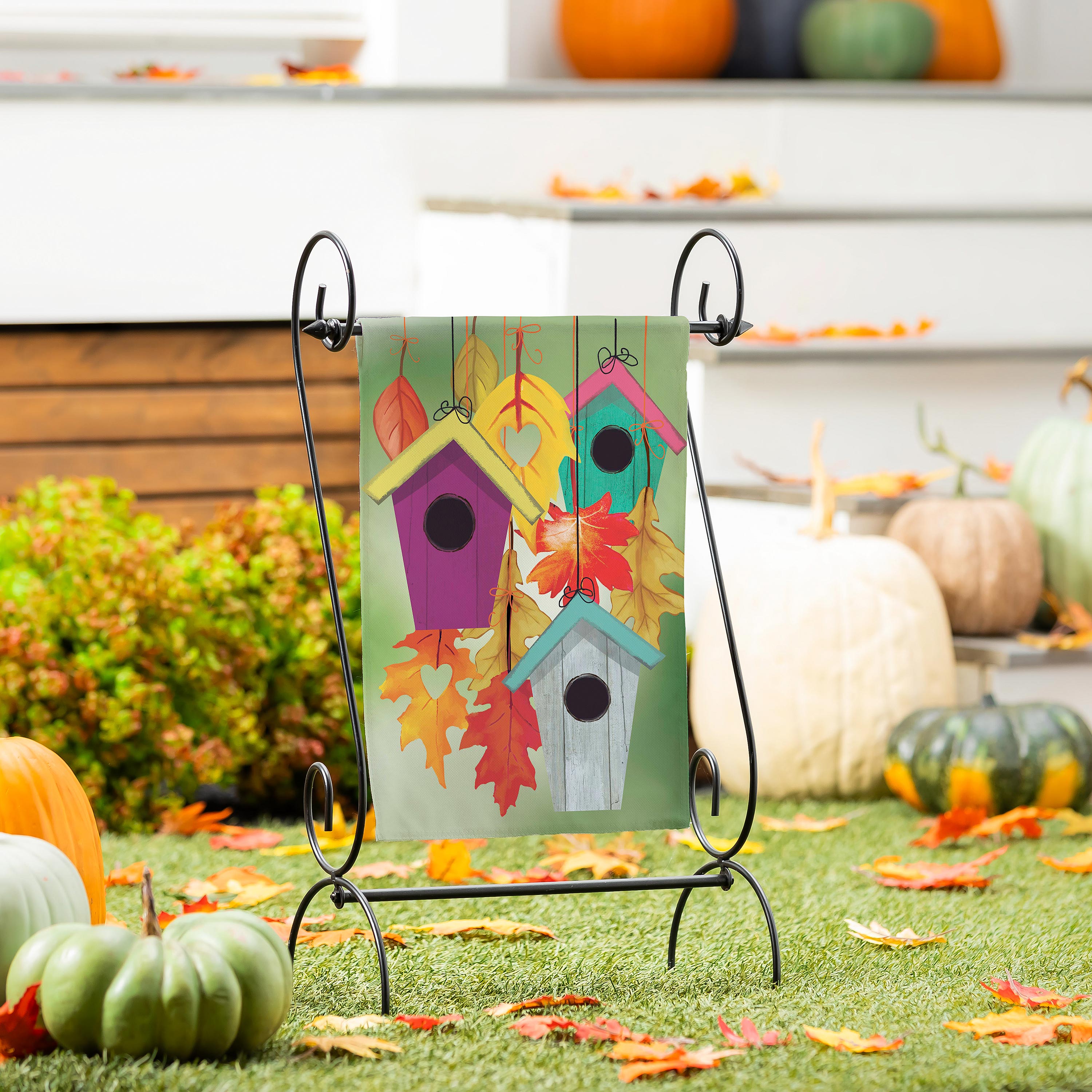 Flock Of Bird Houses Suede Garden Flag - Sports Collectibles, Sports Memorabilia, Sports Fan Shop, Sports Gifts