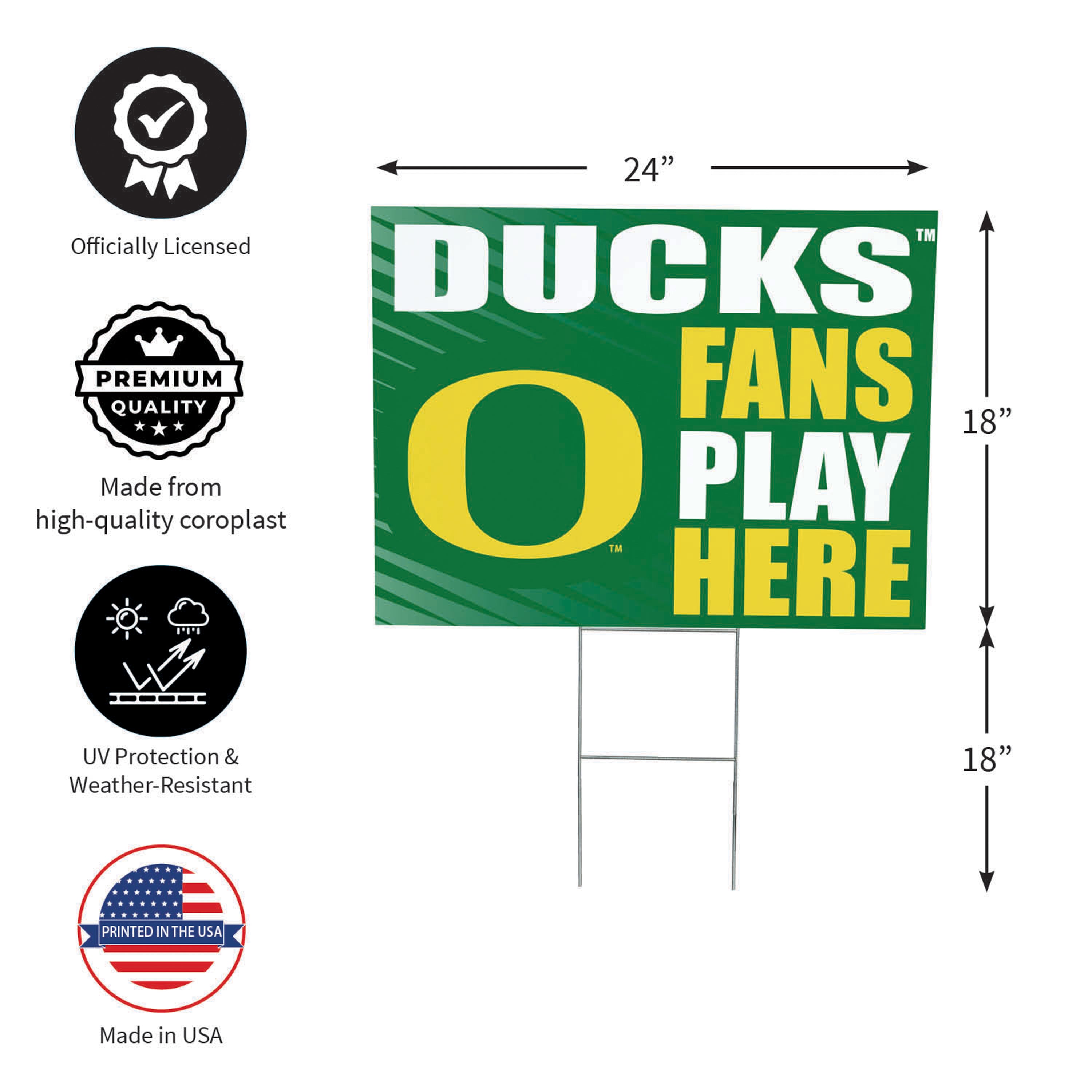 University of Oregon Coroplast Yard Sign "Fans Play Here" - Sports Collectibles, Sports Memorabilia, Sports Fan Shop, Sports Gifts