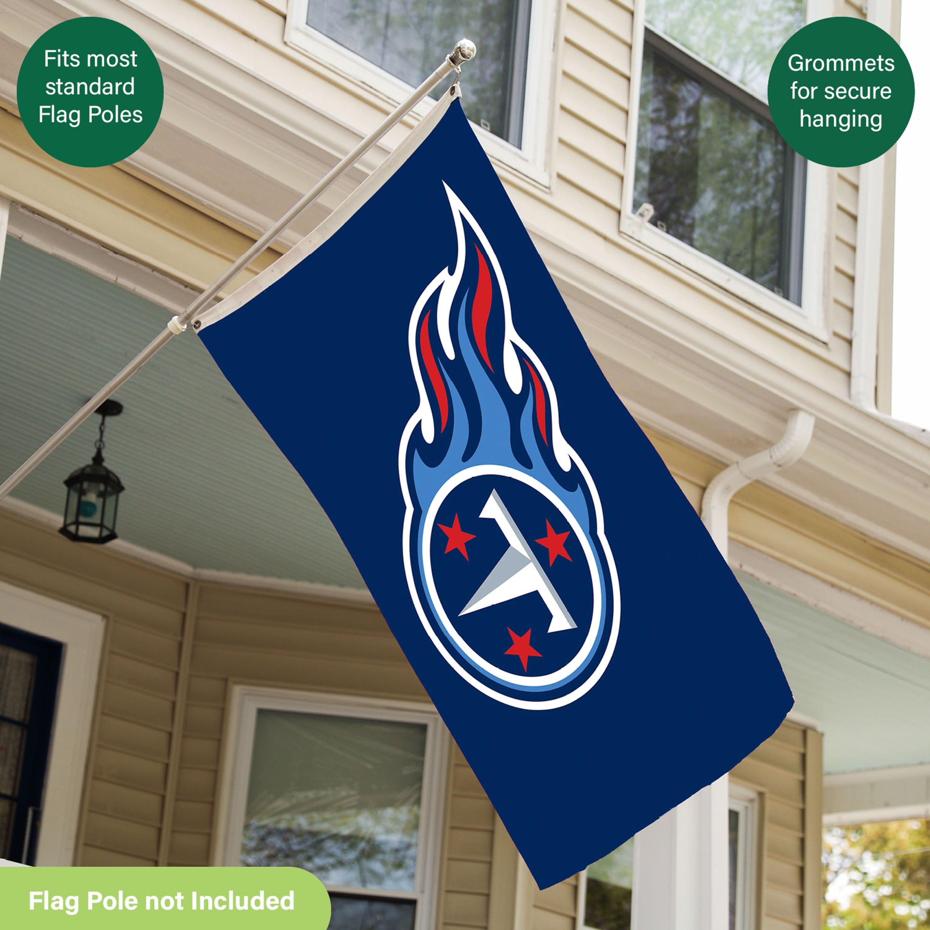 Tennessee Titans Single Sided Flag w/ 2 Grommets, 3'x5' - Sports Gifts, Sports Memorabilia, Sports Collectibles, Fan Shop