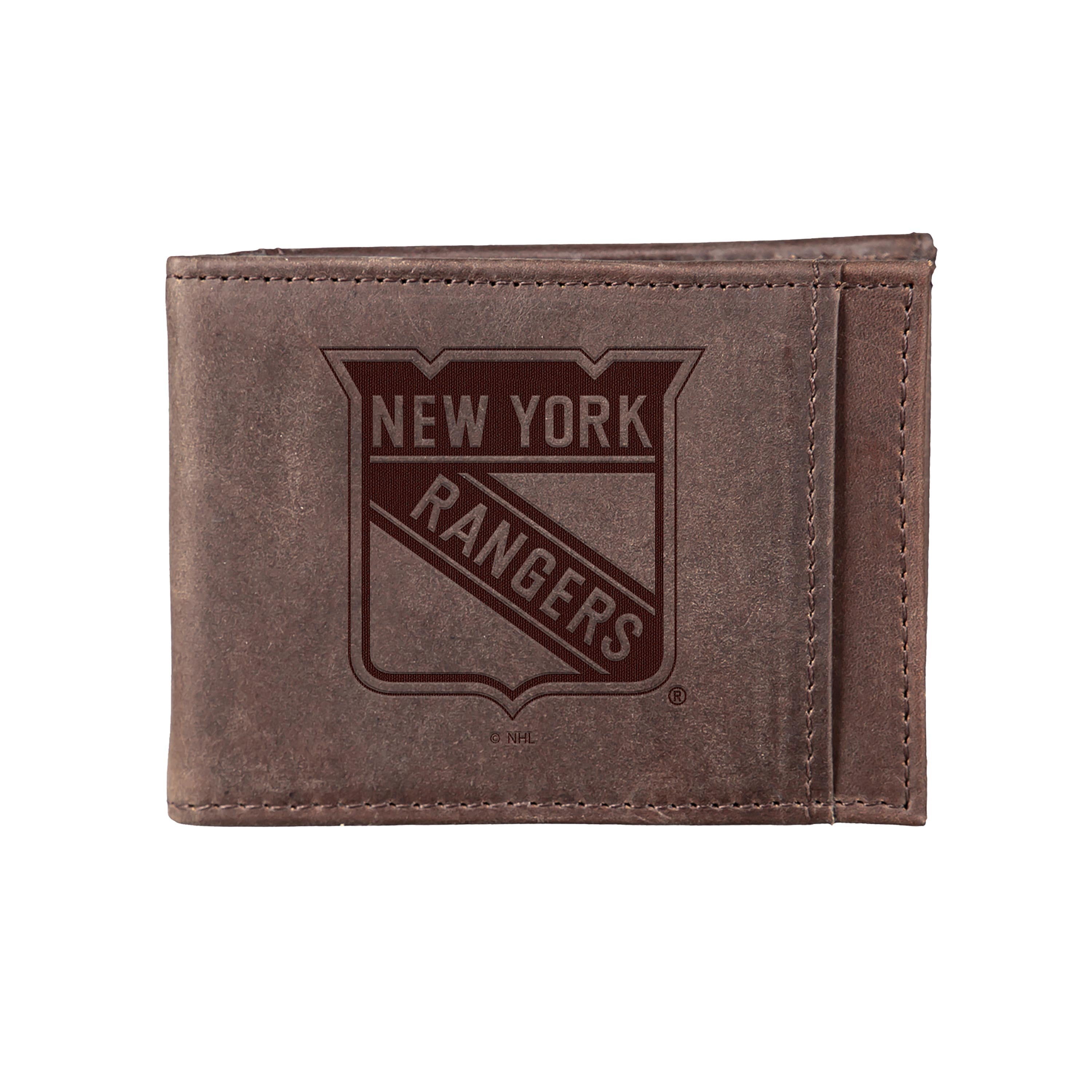 Front Pocket Wallet w/ RFID Blocking, New York Rangers, Brown - Sports Collectibles, Sports Memorabilia, Sports Fan Shop, Sports Gifts