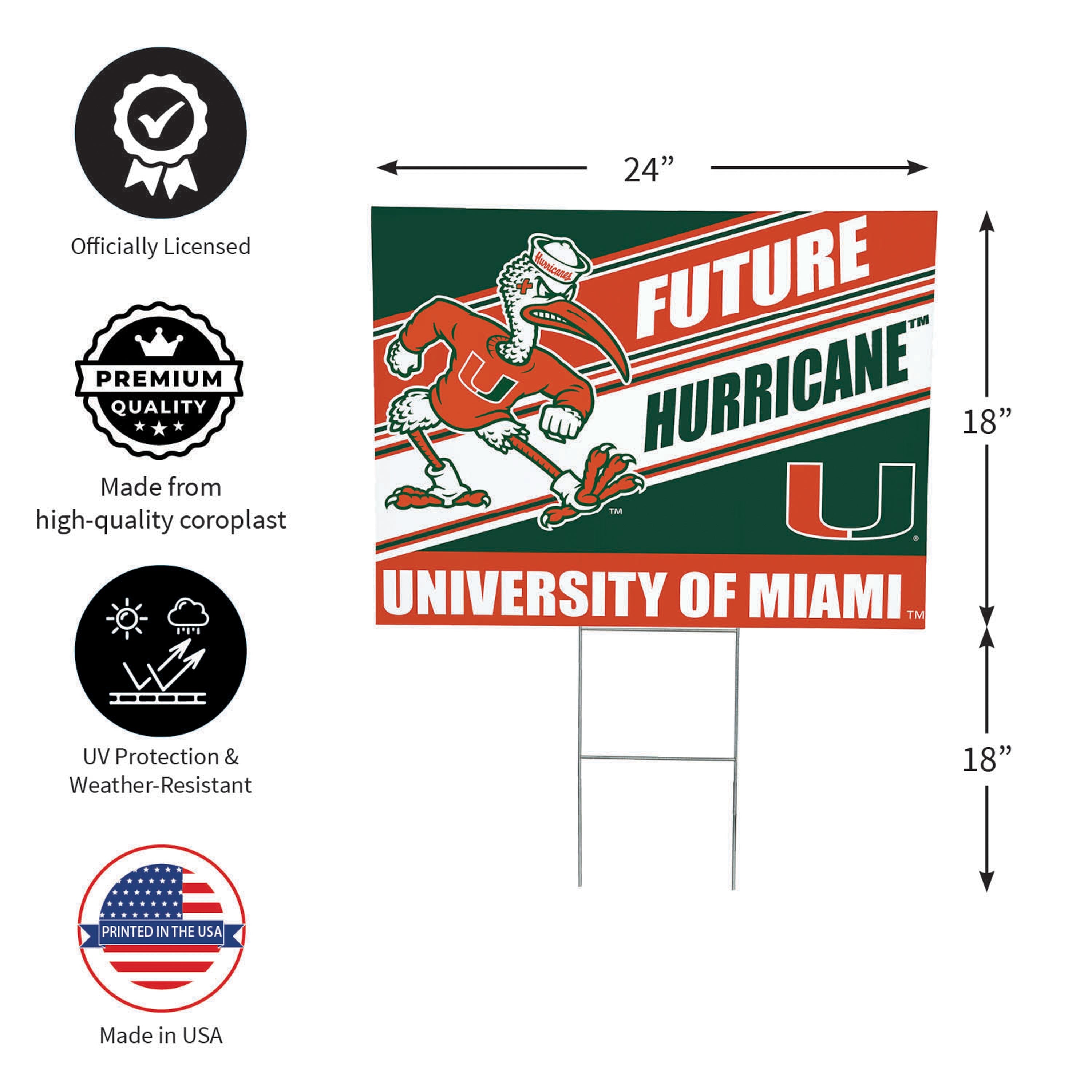 University of Miami Coroplast Yard Sign, Future Student - Sports Collectibles, Sports Memorabilia, Sports Fan Shop, Sports Gifts