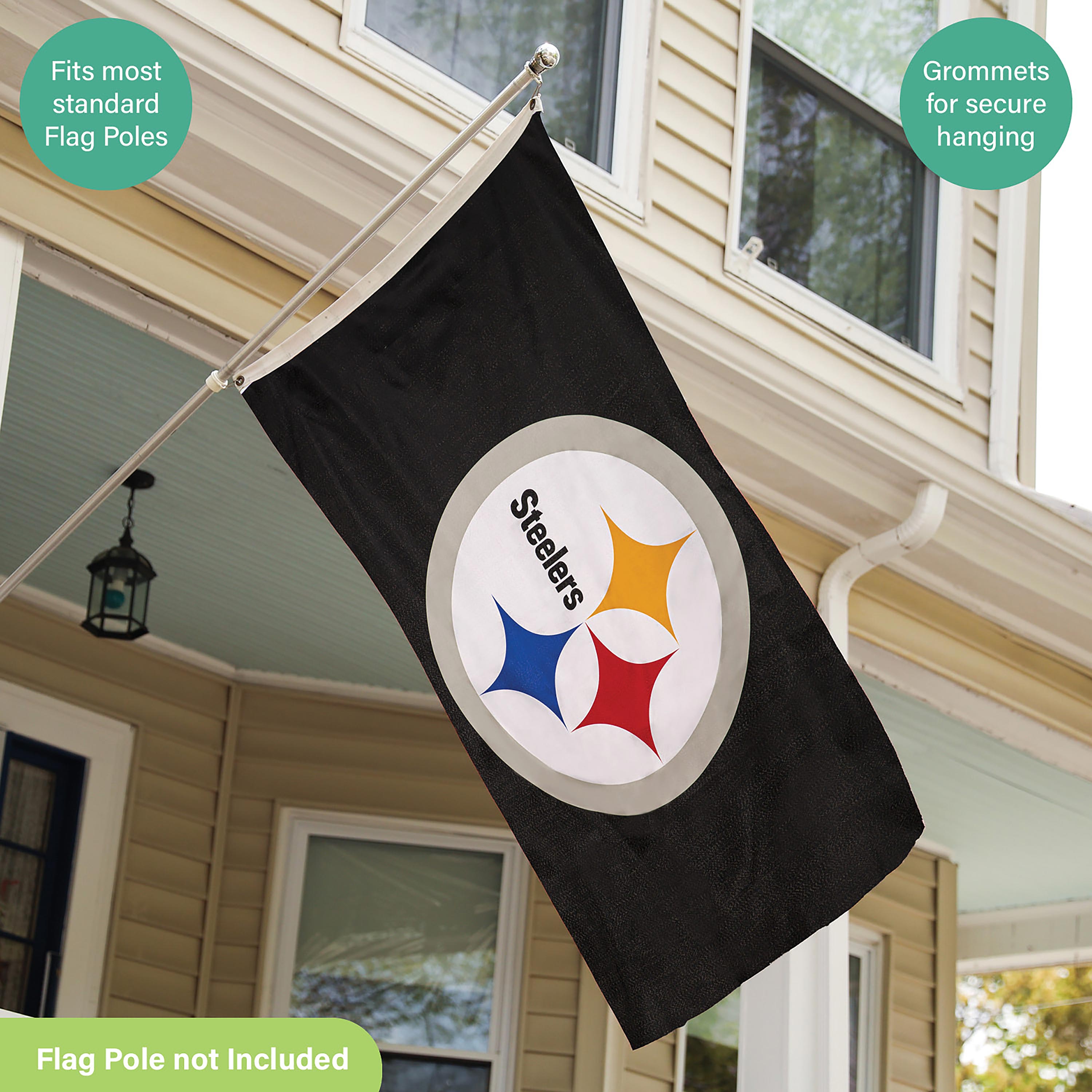 Pittsburgh Steelers Single Sided Estate Flag with 2 Grommets, 3'x5' - Sports Collectibles, Sports Memorabilia, Sports Fan Shop, Sports Gifts