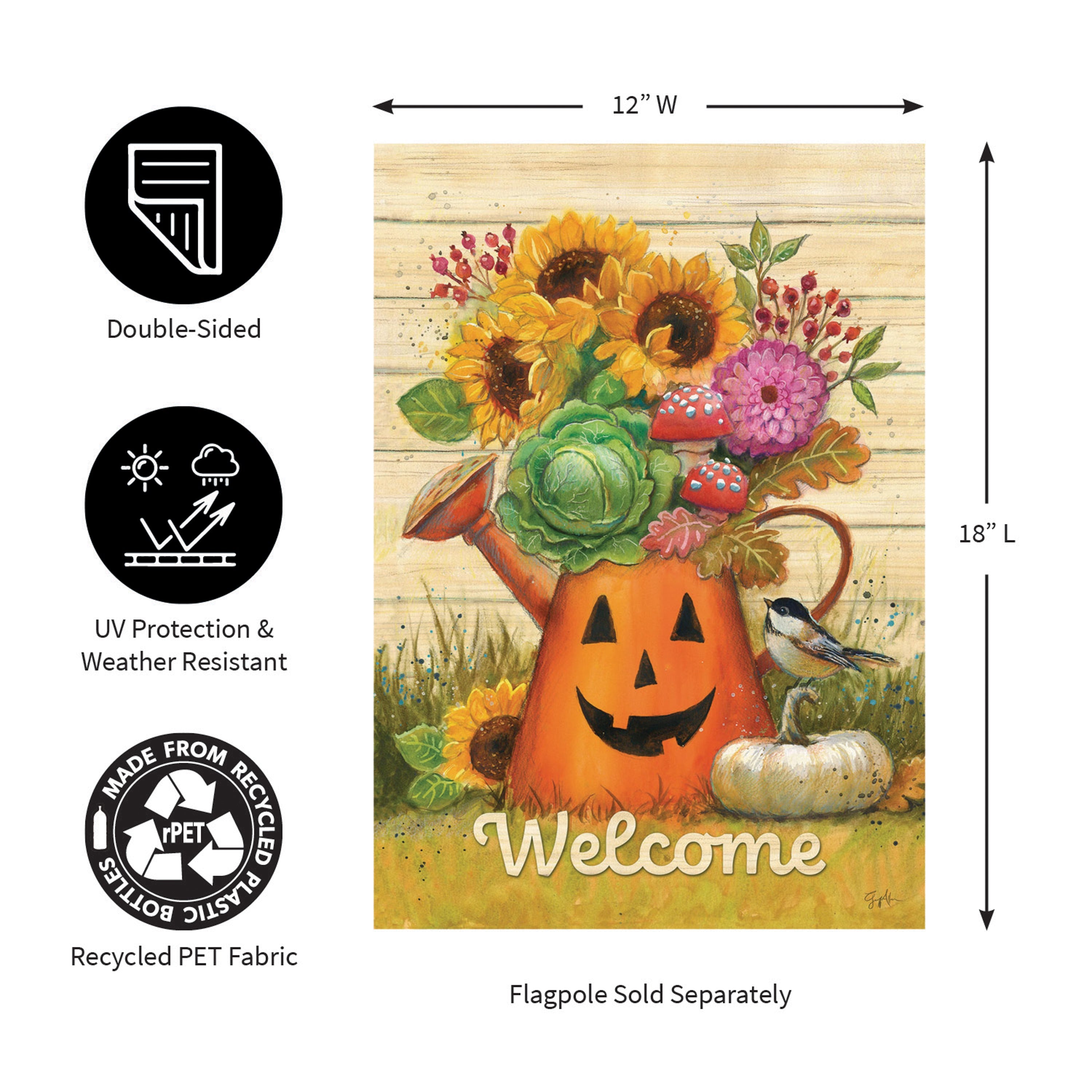 Halloween Watering Can Suede Garden Flag - Sports Collectibles, Sports Memorabilia, Sports Fan Shop, Sports Gifts