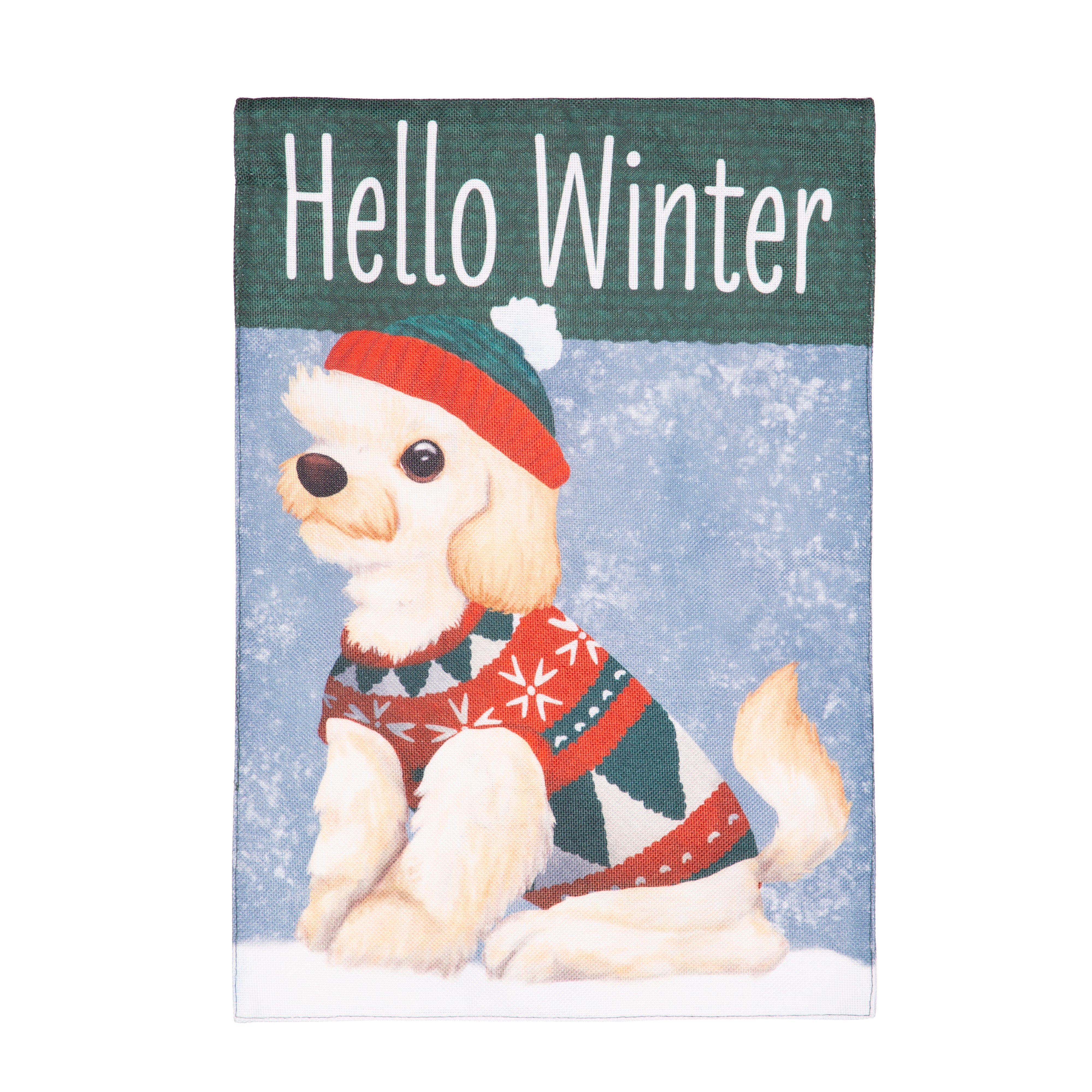 Winter Pup Burlap Garden Flag - Sports Collectibles, Sports Memorabilia, Sports Fan Shop, Sports Gifts