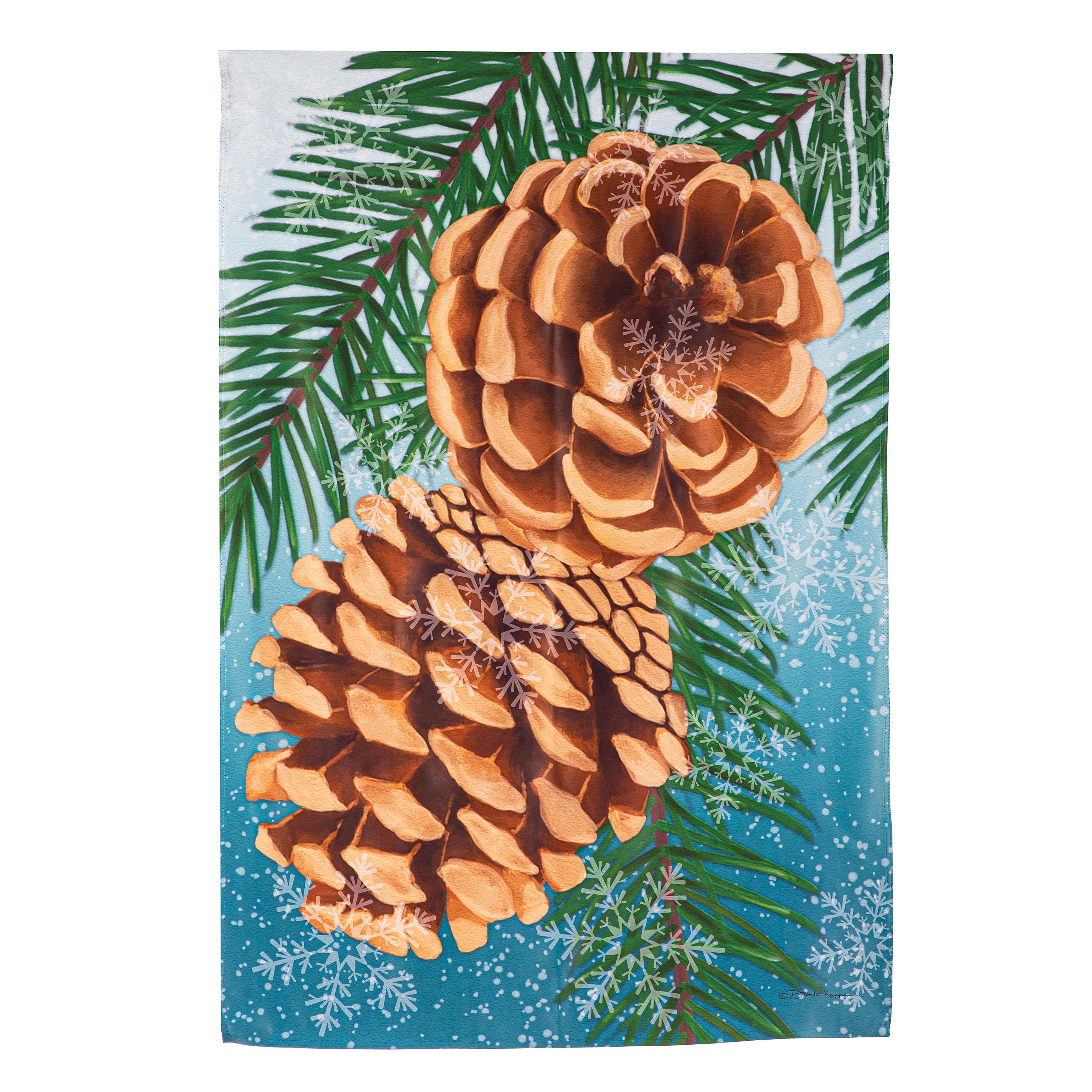 Winter Pine Cone Estate Suede Flag - Sports Collectibles, Sports Memorabilia, Sports Fan Shop, Sports Gifts