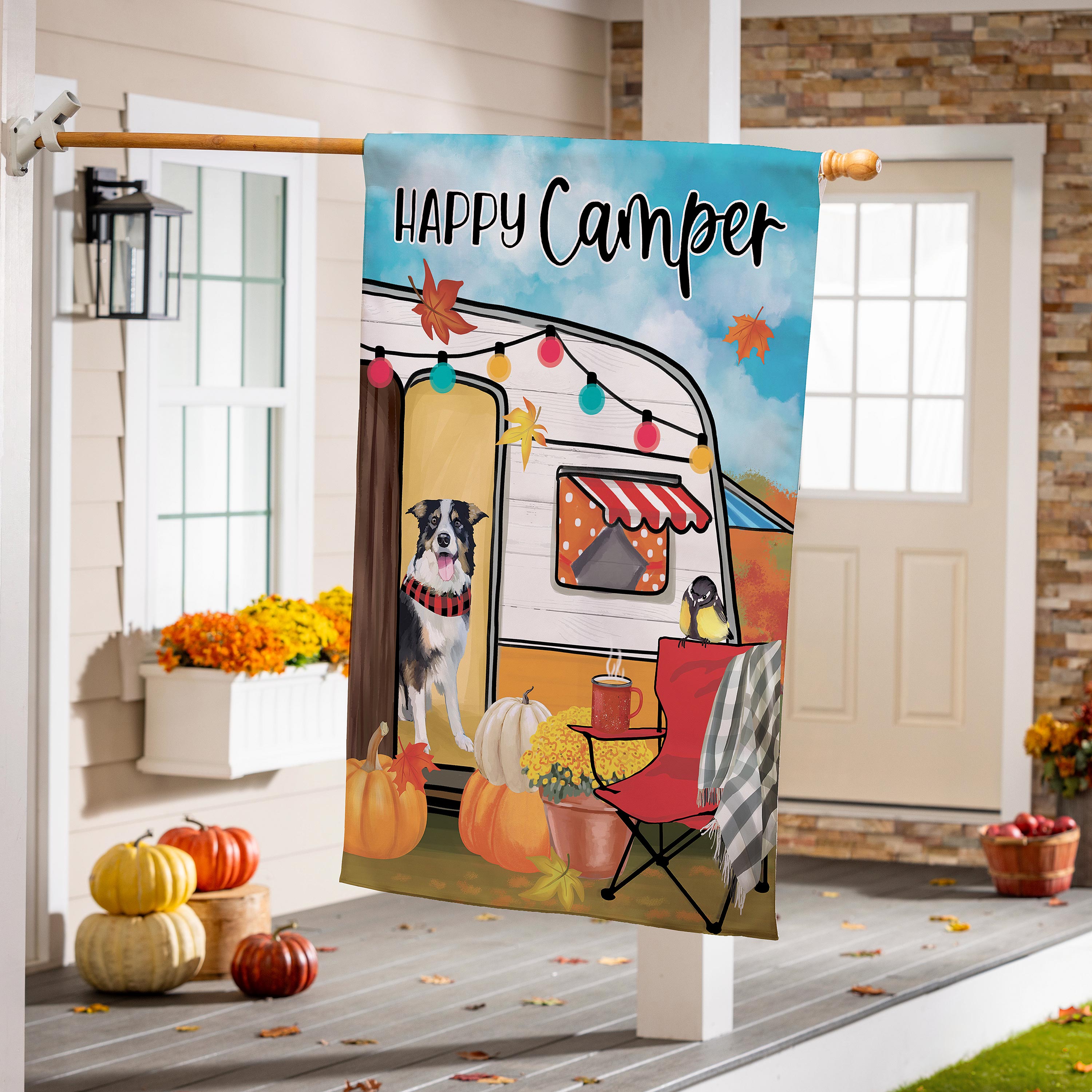 Fall For Camping Suede House Flag - Sports Collectibles, Sports Memorabilia, Sports Fan Shop, Sports Gifts