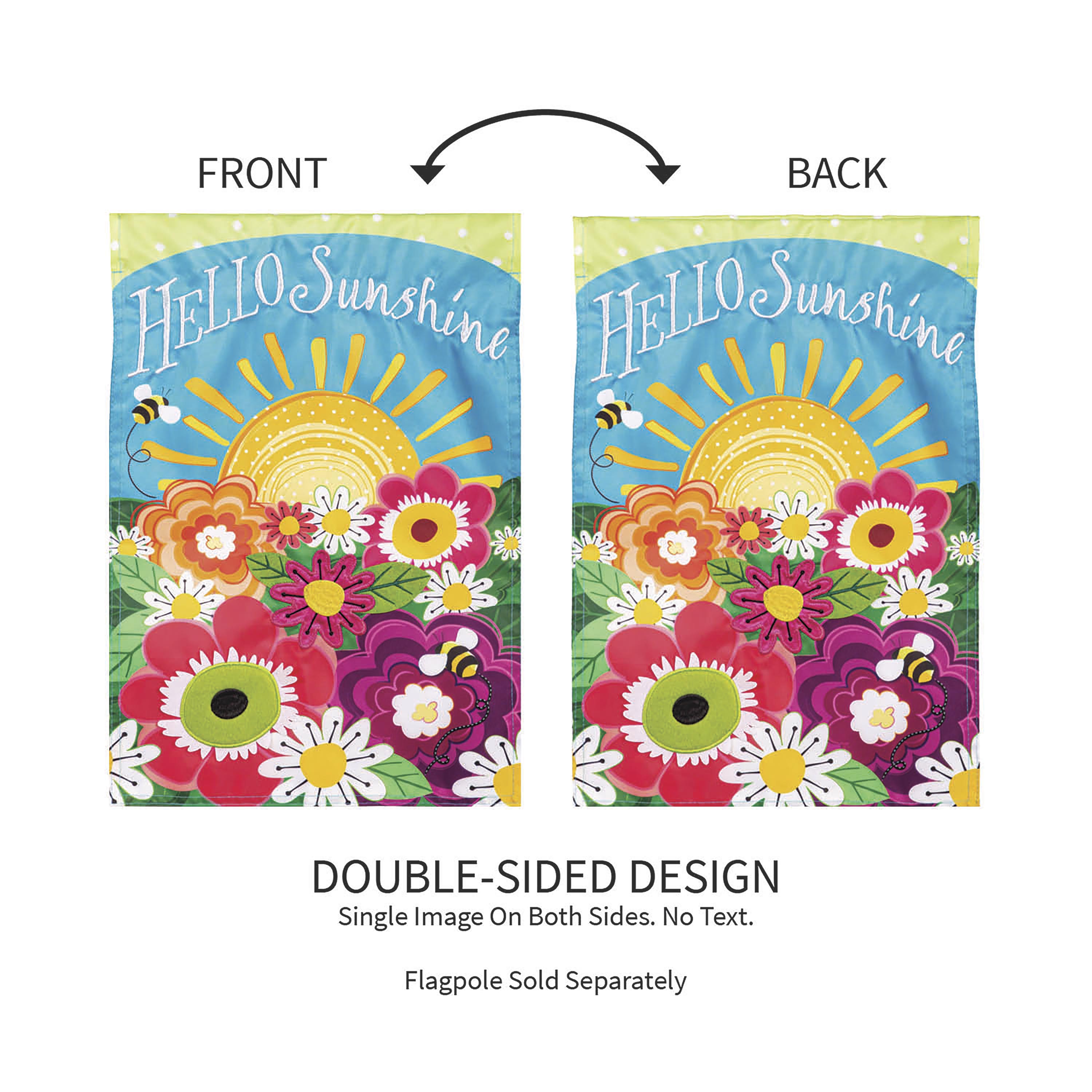 Hello Sunshine Applique Garden Flag - Sports Collectibles, Sports Memorabilia, Sports Fan Shop, Sports Gifts
