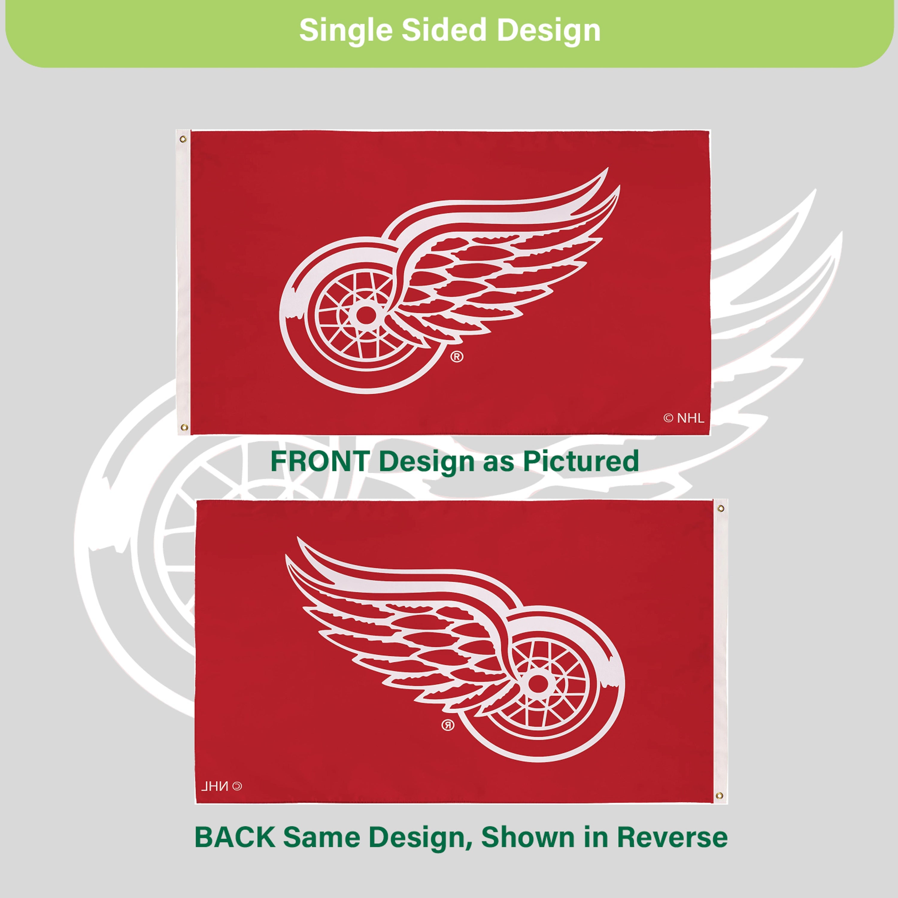 Detroit Red Wings Single Sided Estate Flag with 2 Grommets, 3'x5' - Sports Gifts, Sports Memorabilia, Sports Collectibles, Fan Shop