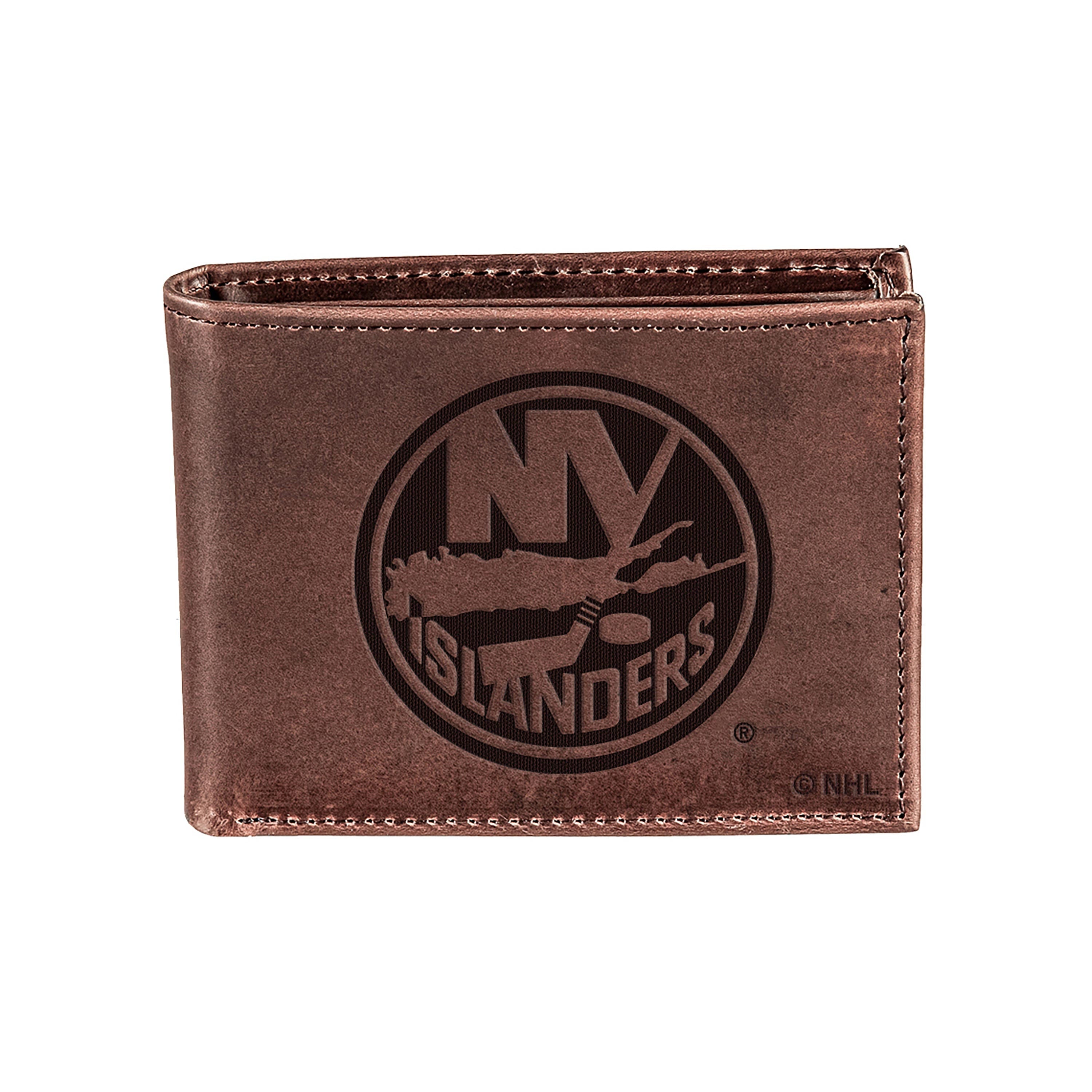 New York Islanders, Bi-Fold Wallet, Brown, CH, 100% Genuine Leather - Sports Collectibles, Sports Memorabilia, Sports Fan Shop, Sports Gifts