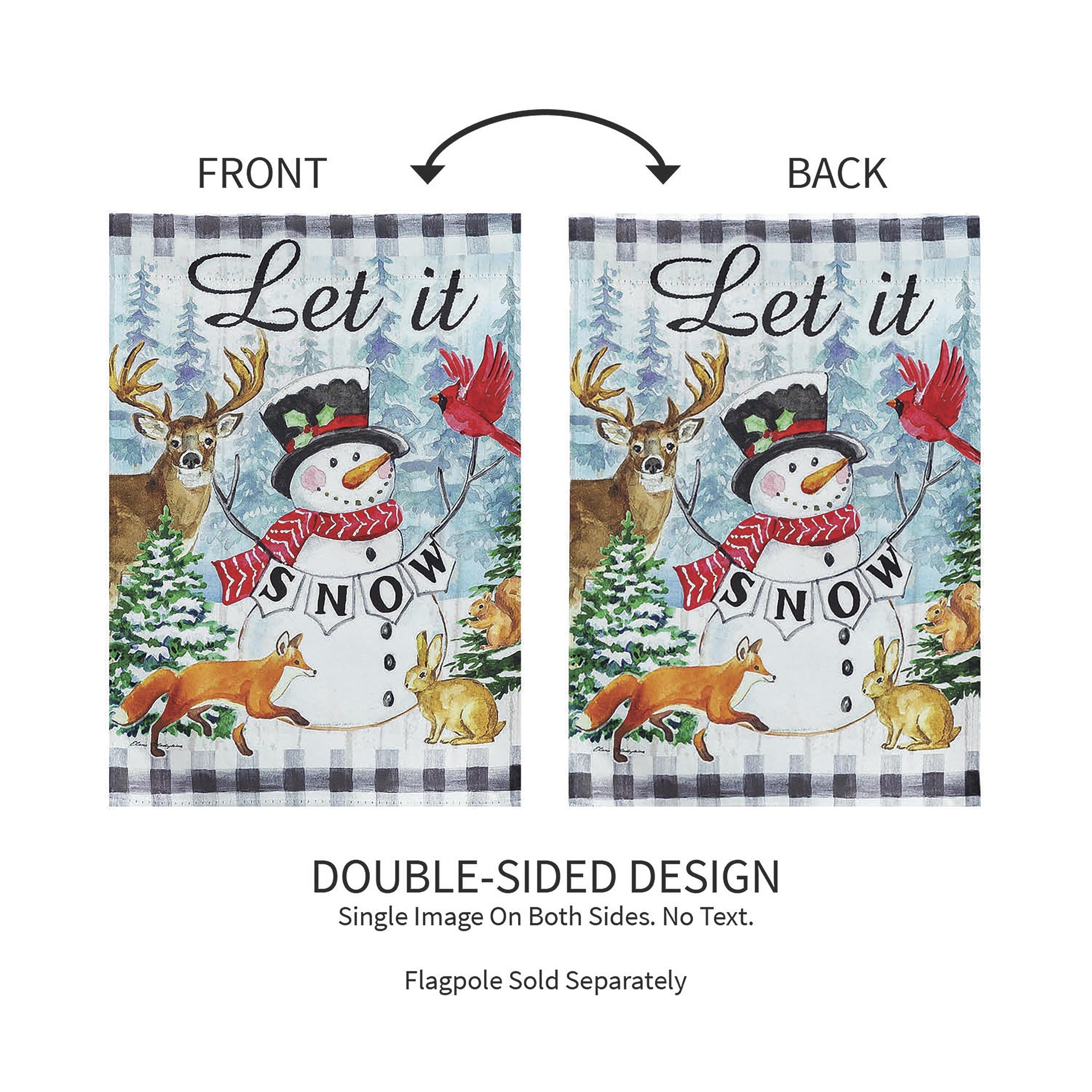 Let it Snow Snowman and Woodlands Suede Garden Flag - Sports Collectibles, Sports Memorabilia, Sports Fan Shop, Sports Gifts