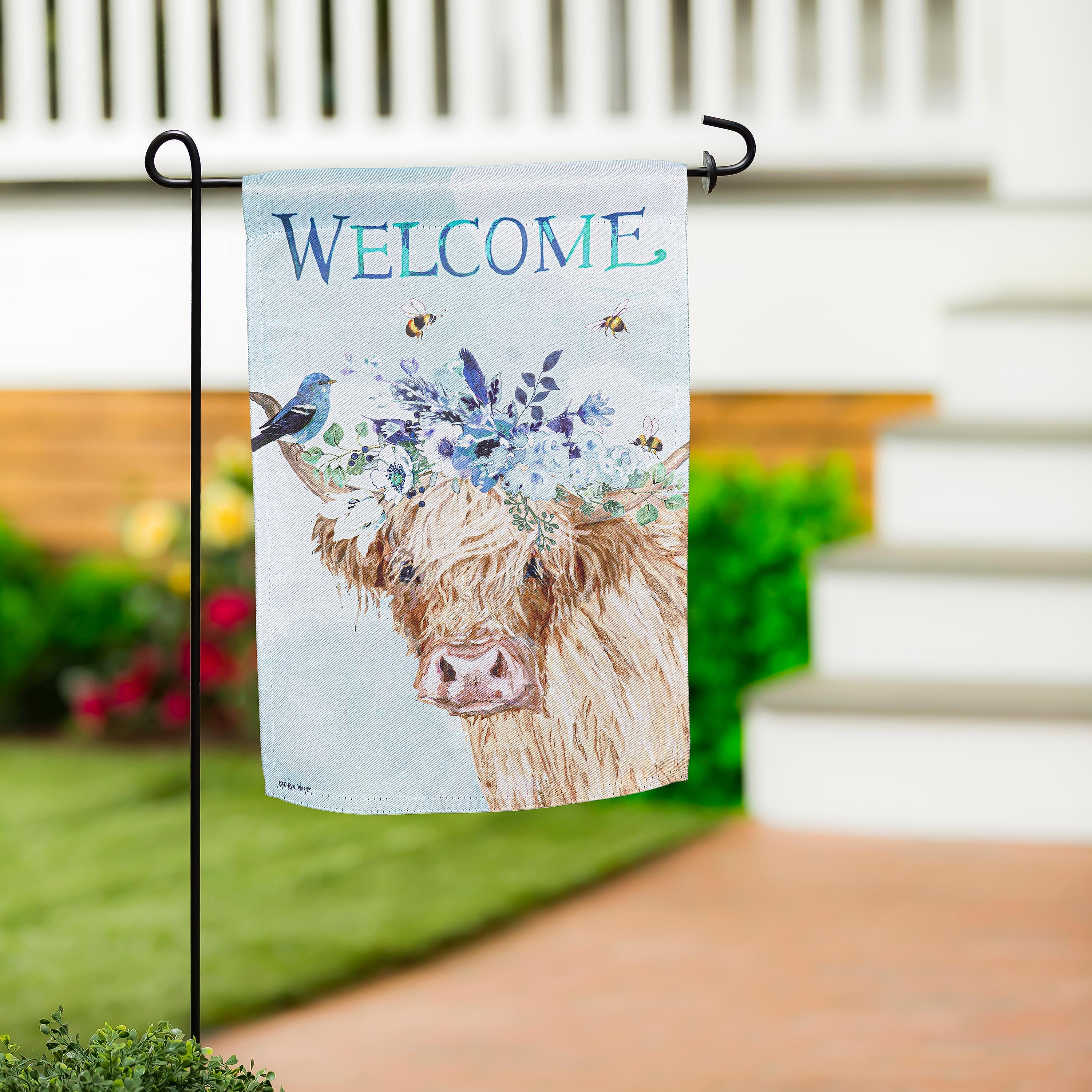 Floral Cow Suede Garden Flag - Sports Collectibles, Sports Memorabilia, Sports Fan Shop, Sports Gifts