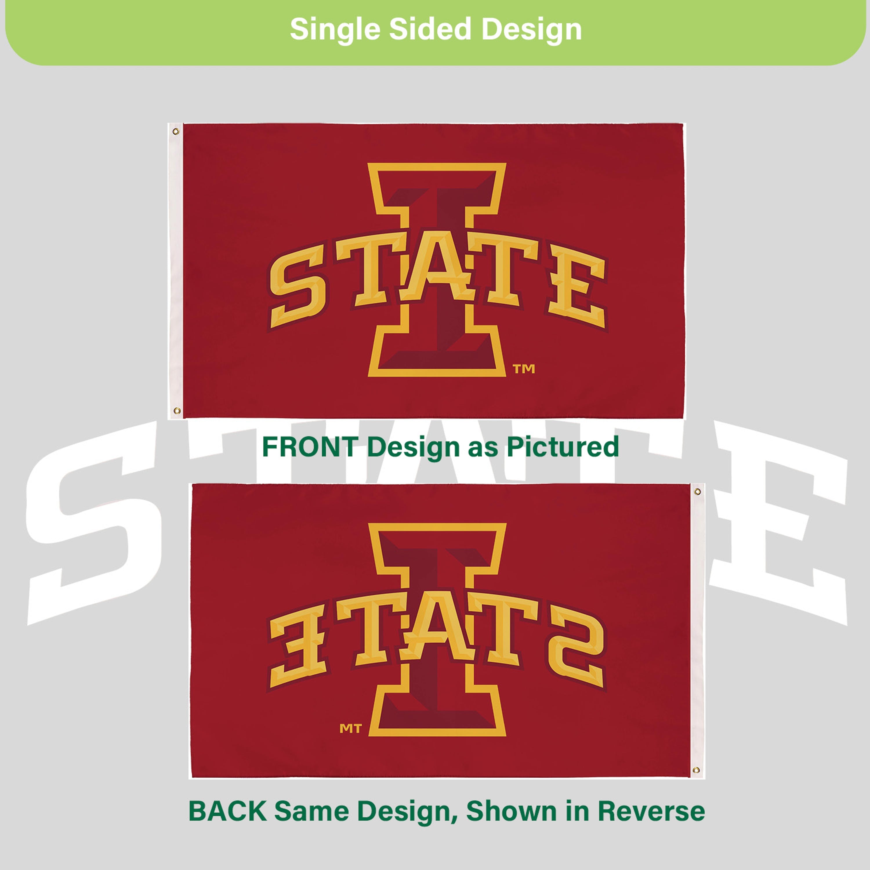 Iowa State University Single Sided Estate Flag with 2 Grommets, 3'x5' - Sports Gifts, Sports Memorabilia, Sports Collectibles, Fan Shop