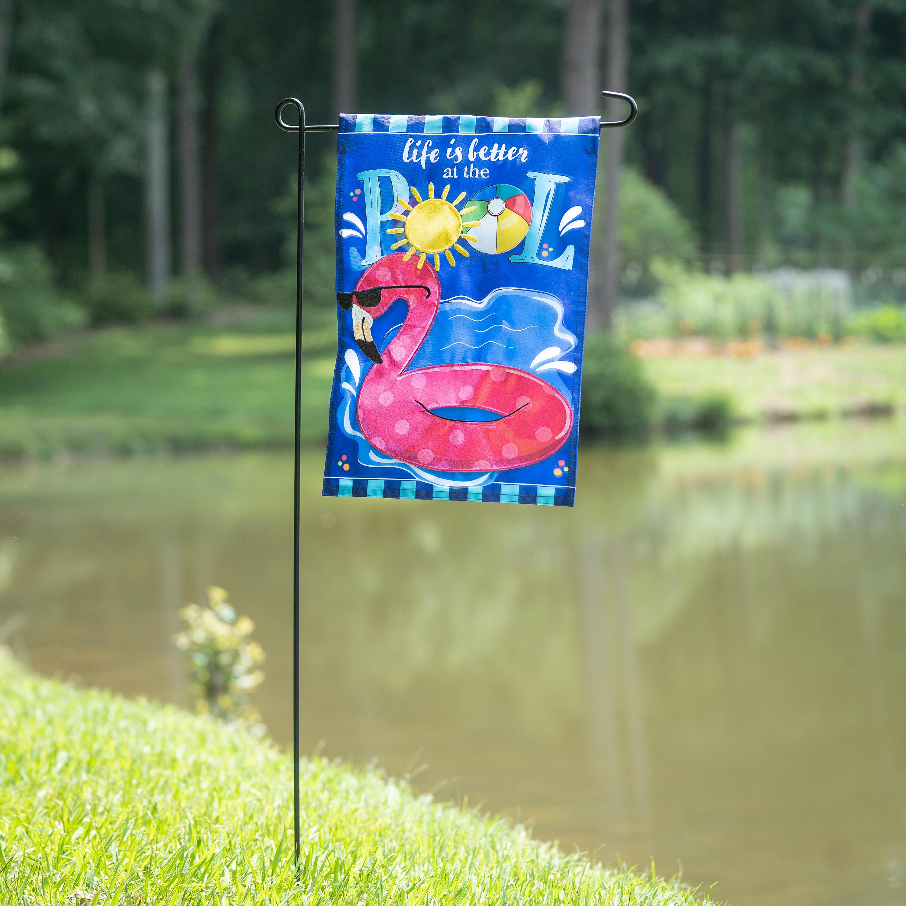 Life is Better at the Pool Applique Garden Flag - Sports Collectibles, Sports Memorabilia, Sports Fan Shop, Sports Gifts