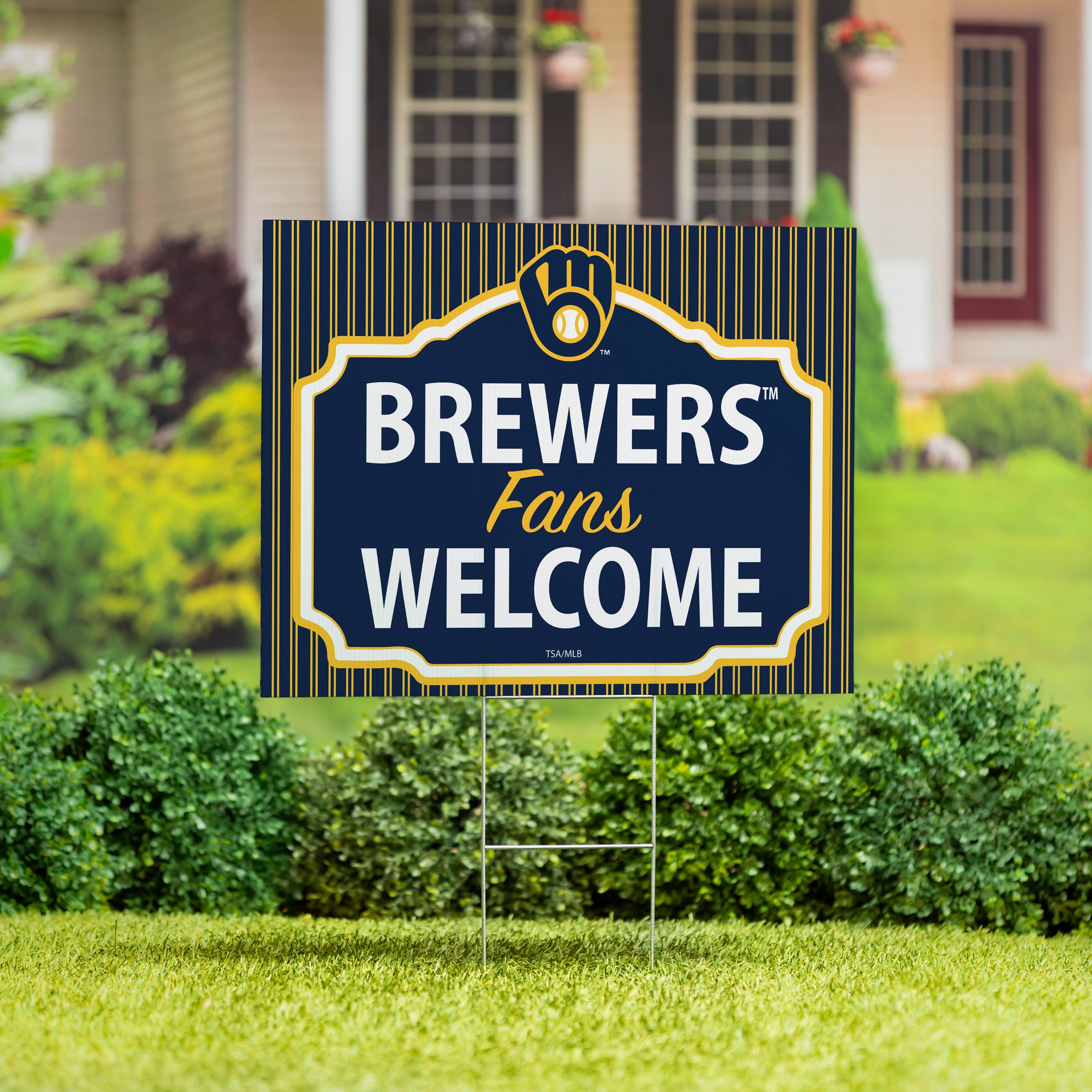 Milwaukee Brewers Coroplast Yard Sign, "Fans Welcome" - Sports Collectibles, Sports Memorabilia, Sports Fan Shop, Sports Gifts