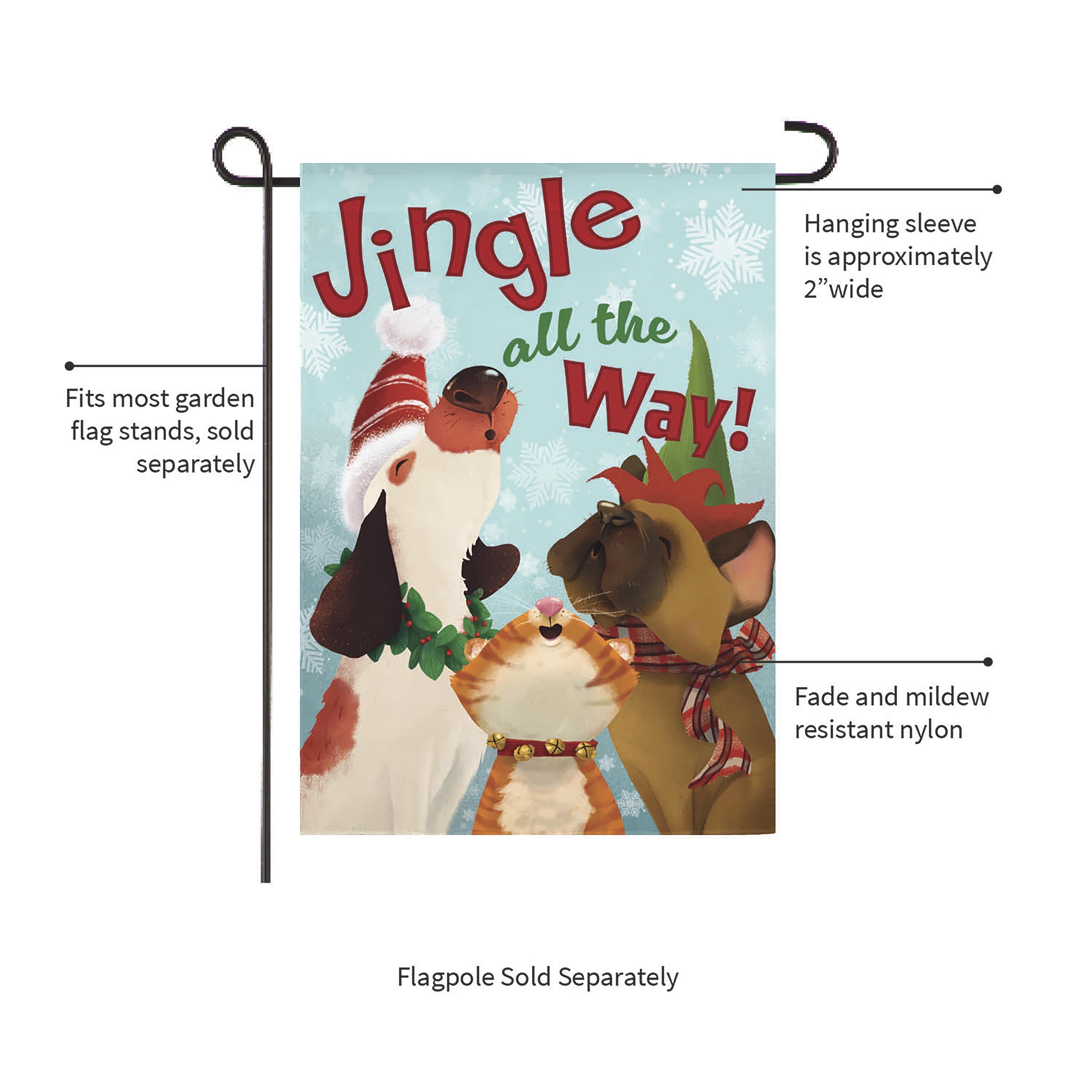 Jingle All the Way Suede Garden Flag - Sports Collectibles, Sports Memorabilia, Sports Fan Shop, Sports Gifts