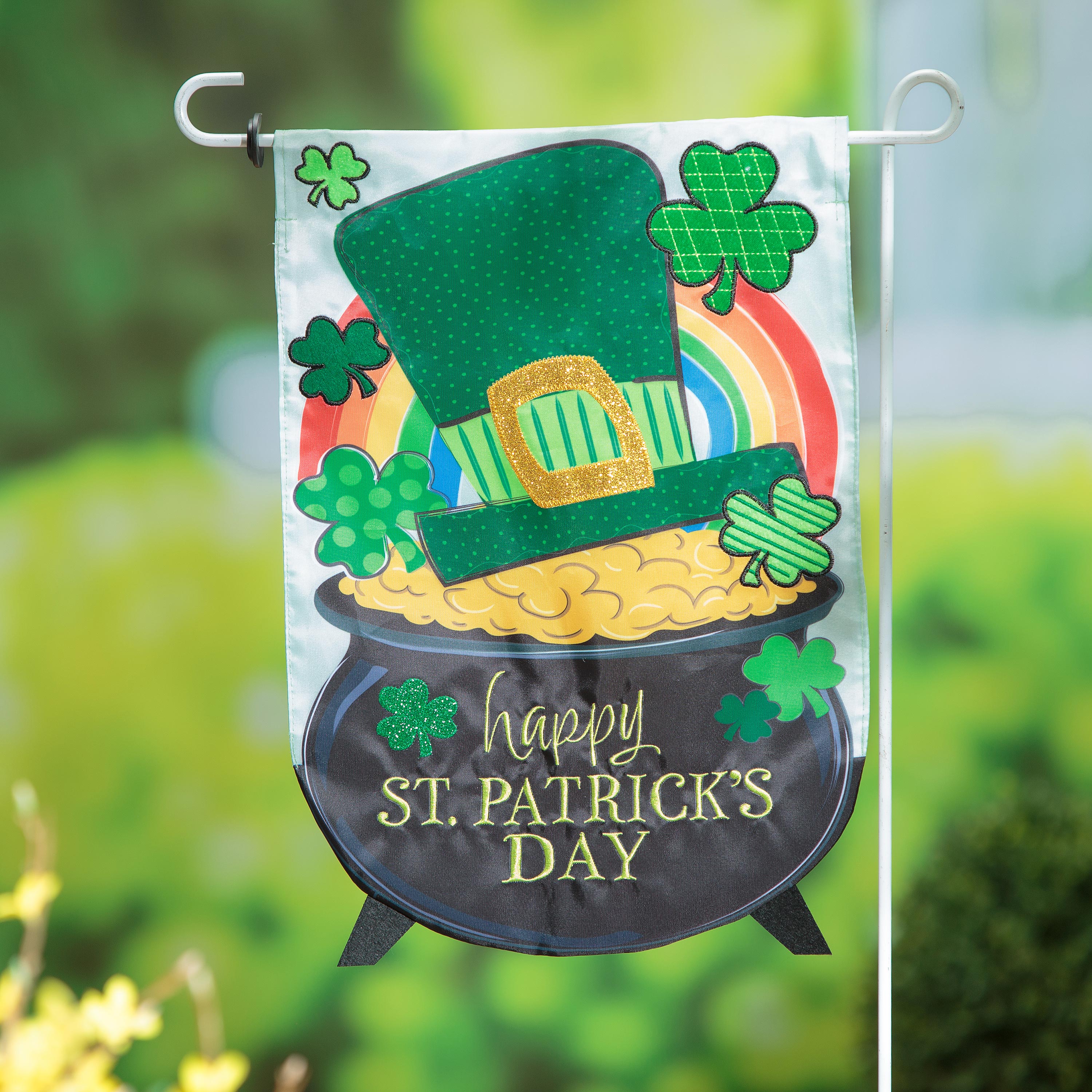 End of the Rainbow Applique Garden Flag - Sports Collectibles, Sports Memorabilia, Sports Fan Shop, Sports Gifts