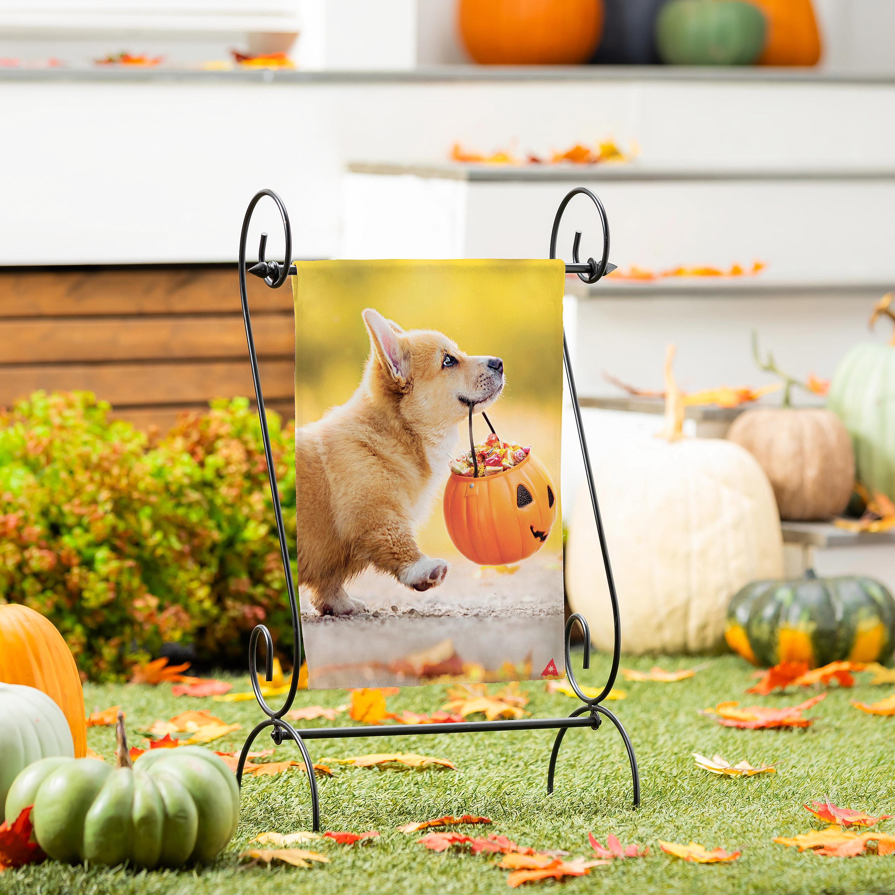 Trick or Treat Puppy Suede Garden Flag - Sports Collectibles, Sports Memorabilia, Sports Fan Shop, Sports Gifts