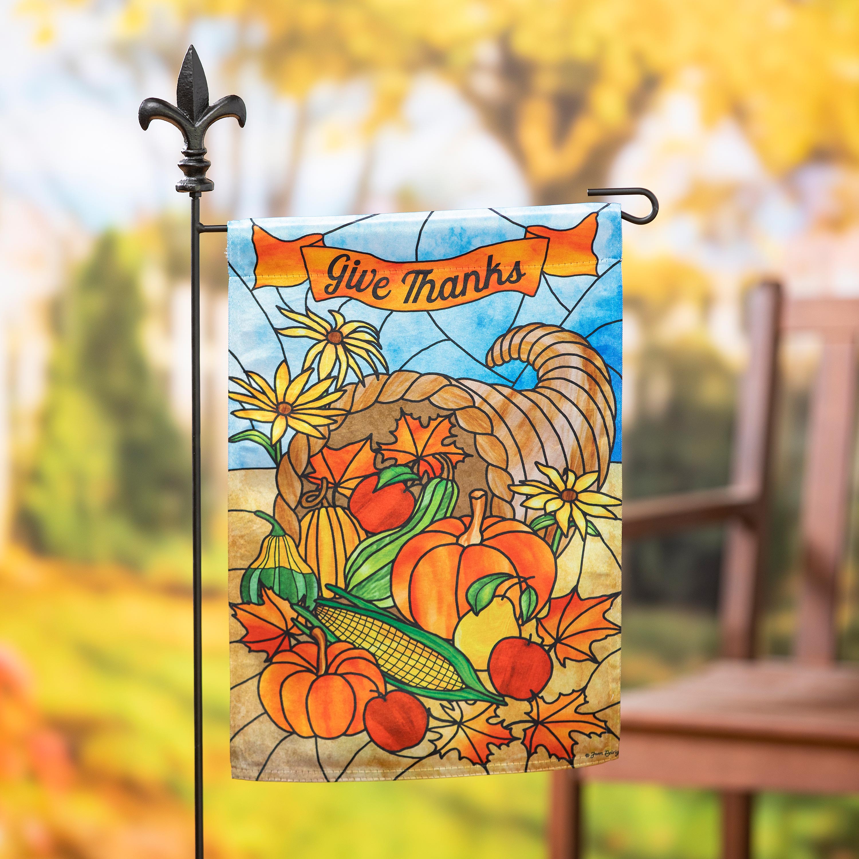 Stained Glass Cornucopia Garden Lustre Flag - Sports Gifts, Sports Memorabilia, Sports Collectibles, Fan Shop