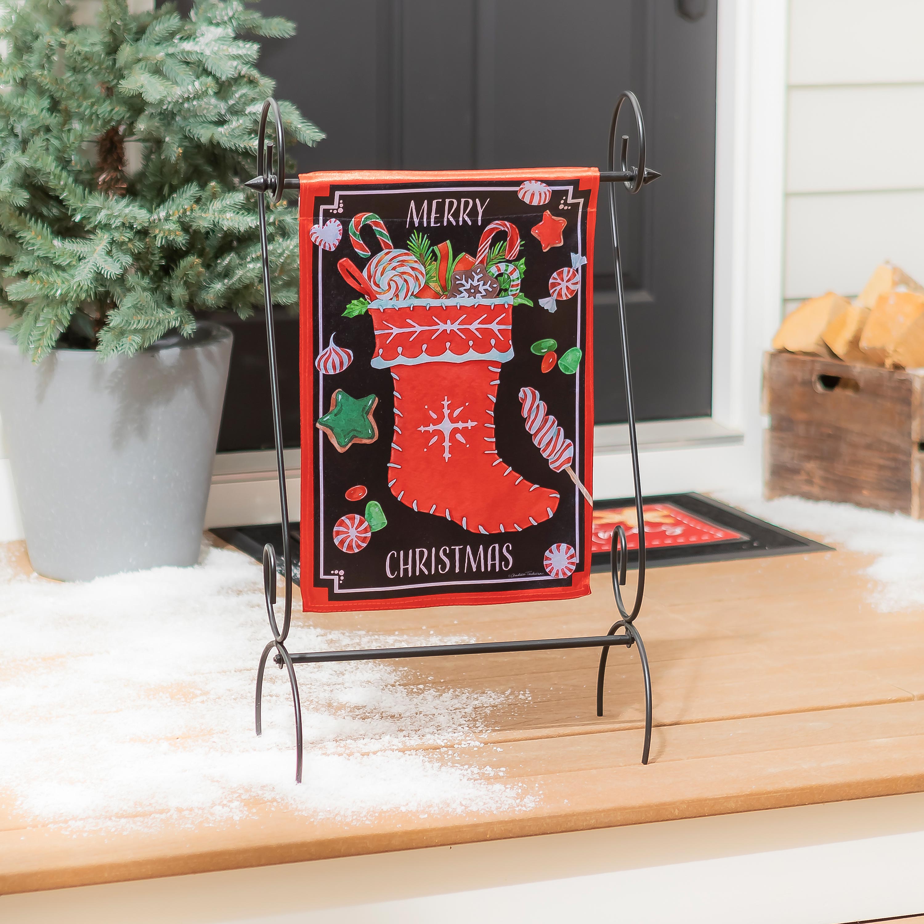 Merry Christmas Stocking Lustre Garden Flag - Sports Gifts, Sports Memorabilia, Sports Collectibles, Fan Shop