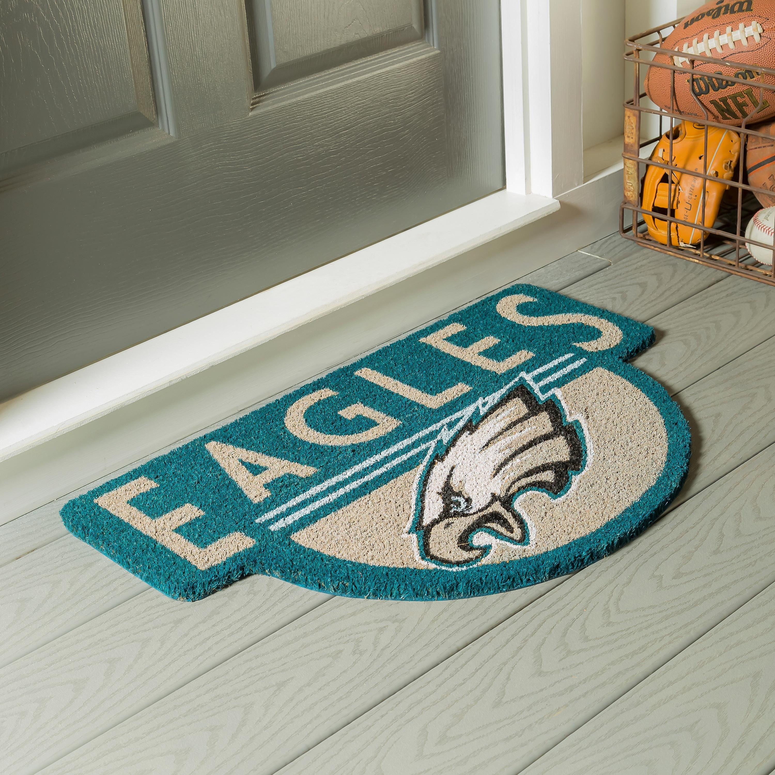 NFL Shaped Coir Door Mat, Eagles - Sports Gifts, Sports Memorabilia, Sports Collectibles, Fan Shop