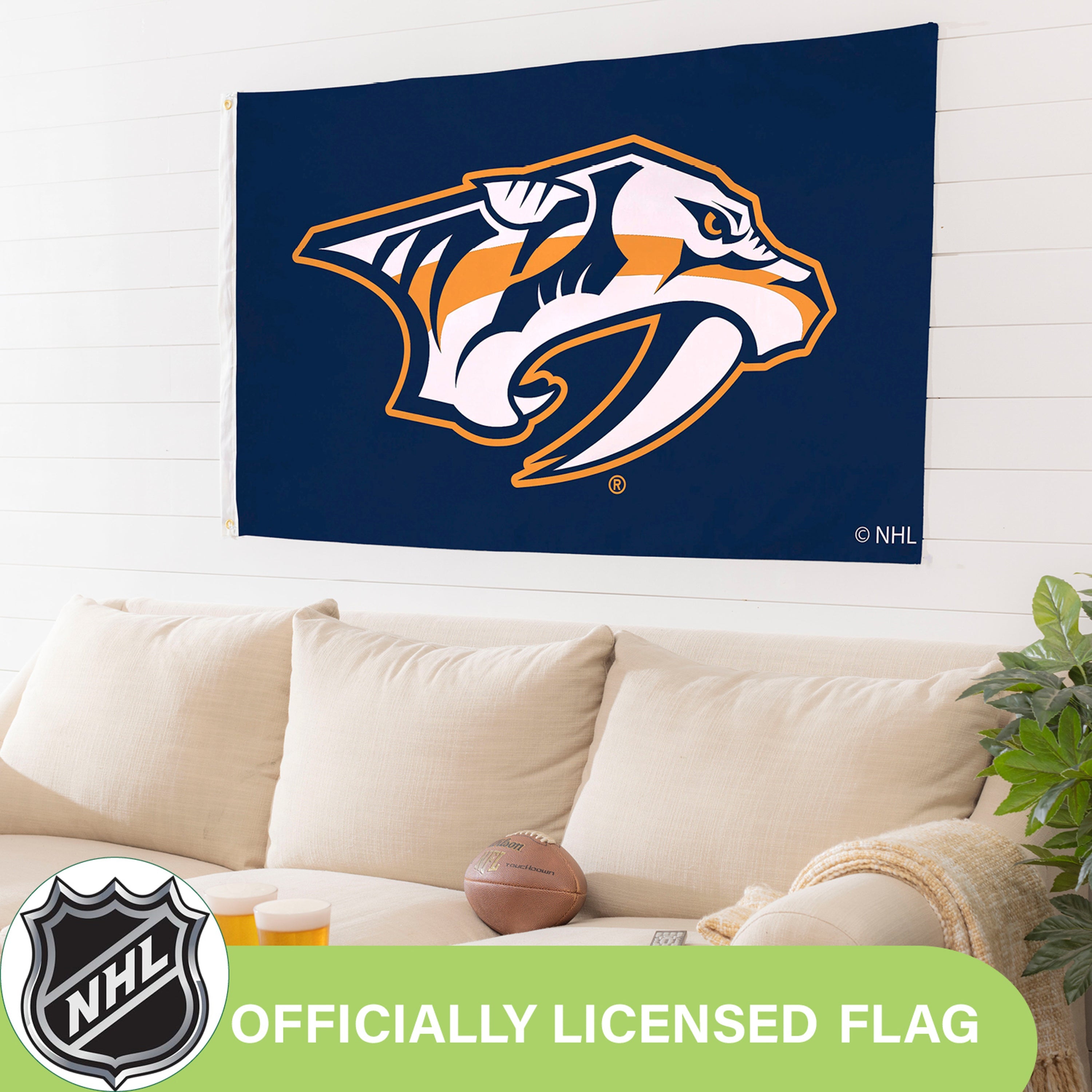 3'x5' Single Sided Flag w/ 2 Grommets, Nashville Predators - Sports Gifts, Sports Memorabilia, Sports Collectibles, Fan Shop