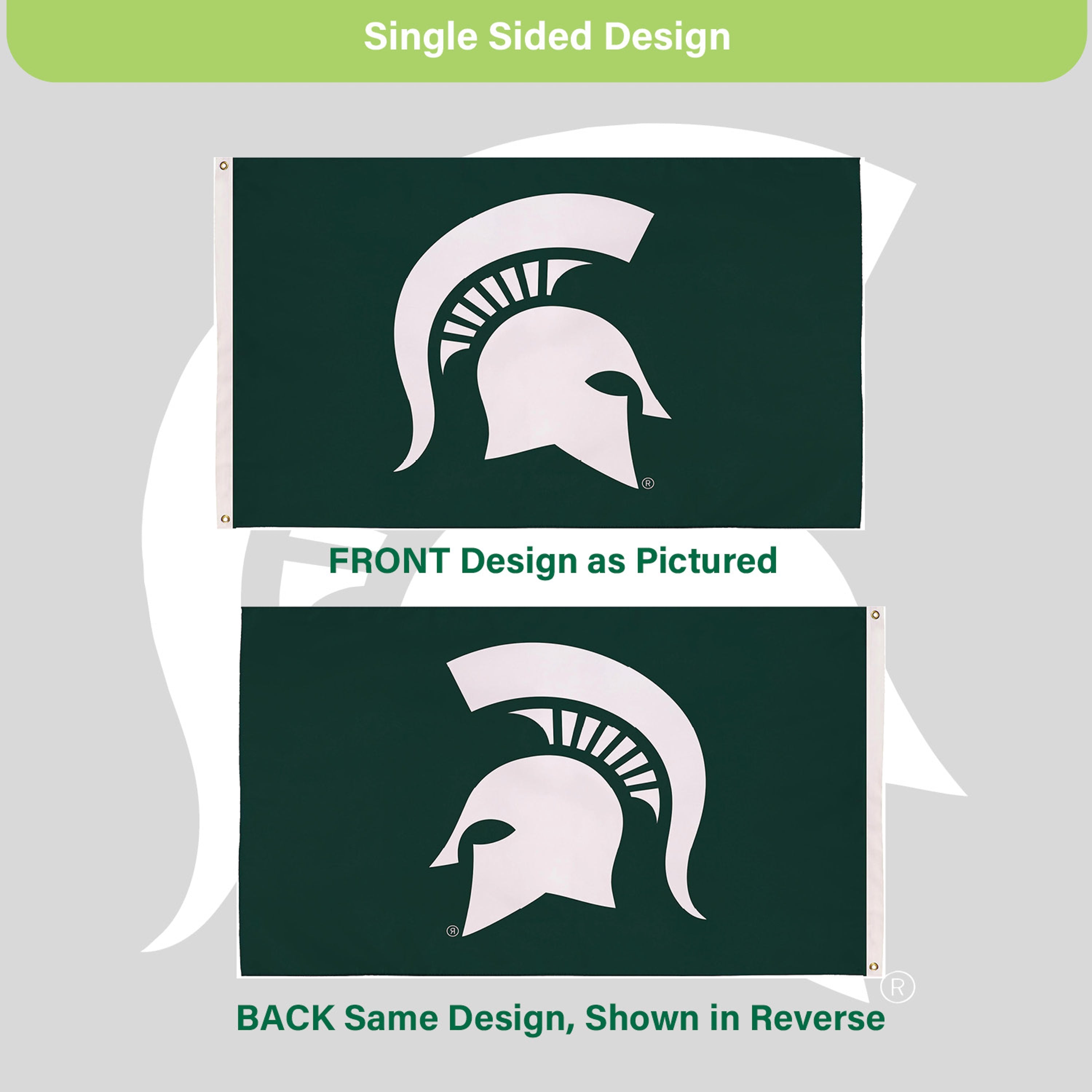 Michigan State University Single Sided Estate Flag with 2 Grommets, 3'x5' - Sports Gifts, Sports Memorabilia, Sports Collectibles, Fan Shop