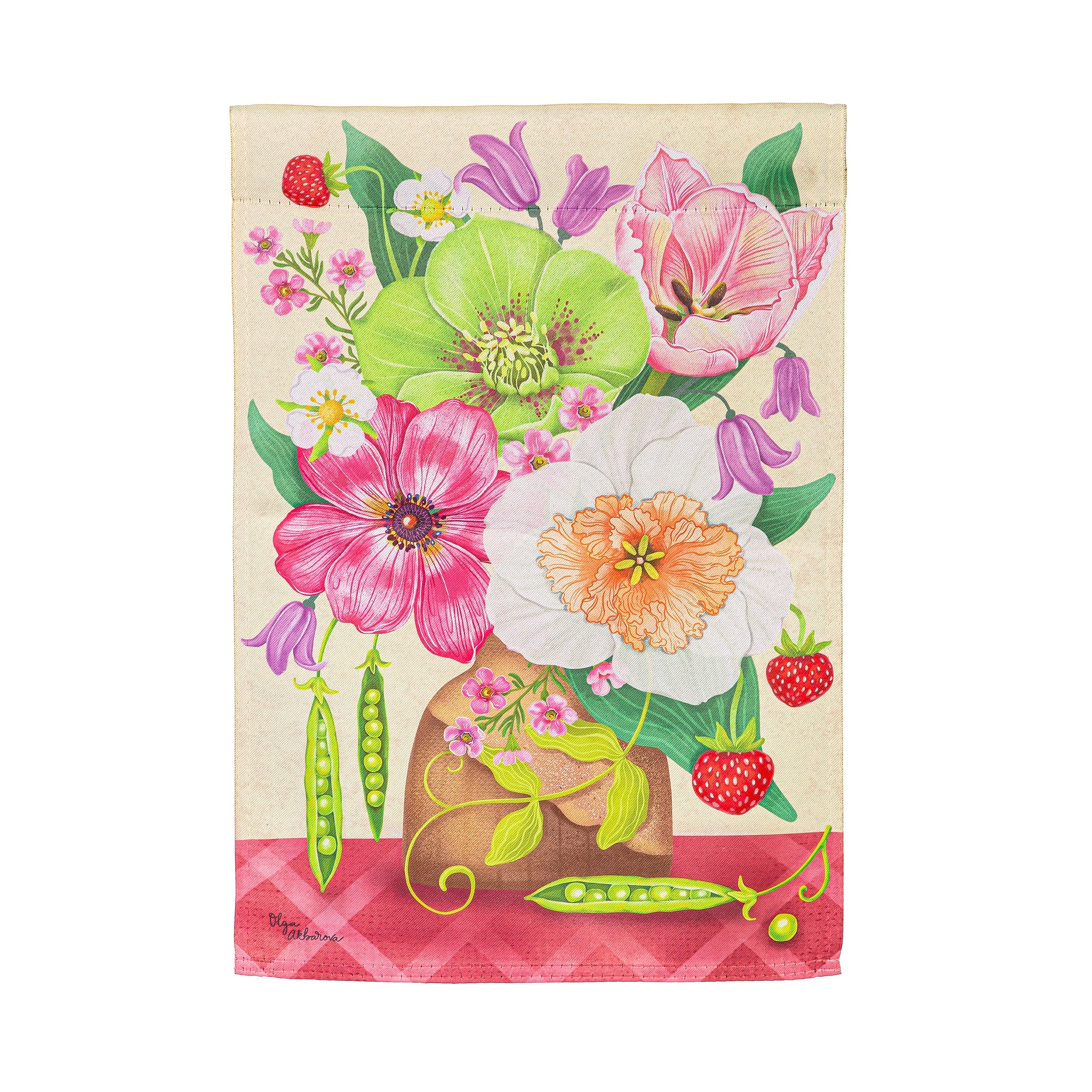 Happy Garden Flowers Suede Garden Flag - Sports Gifts, Sports Memorabilia, Sports Collectibles, Fan Shop