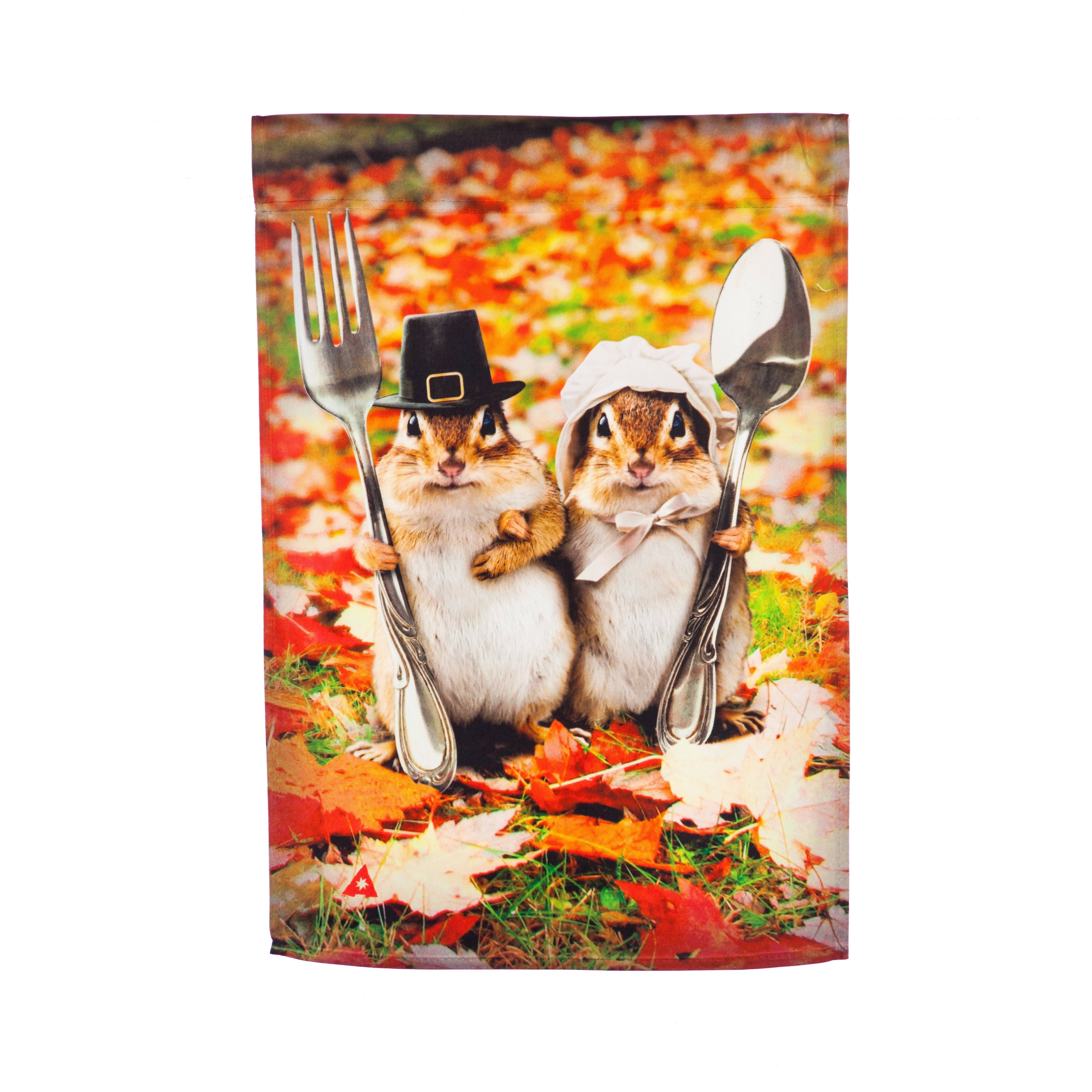 Thanksgiving Gothic Chipmunks Garden Satin Flag - Sports Gifts, Sports Memorabilia, Sports Collectibles, Fan Shop
