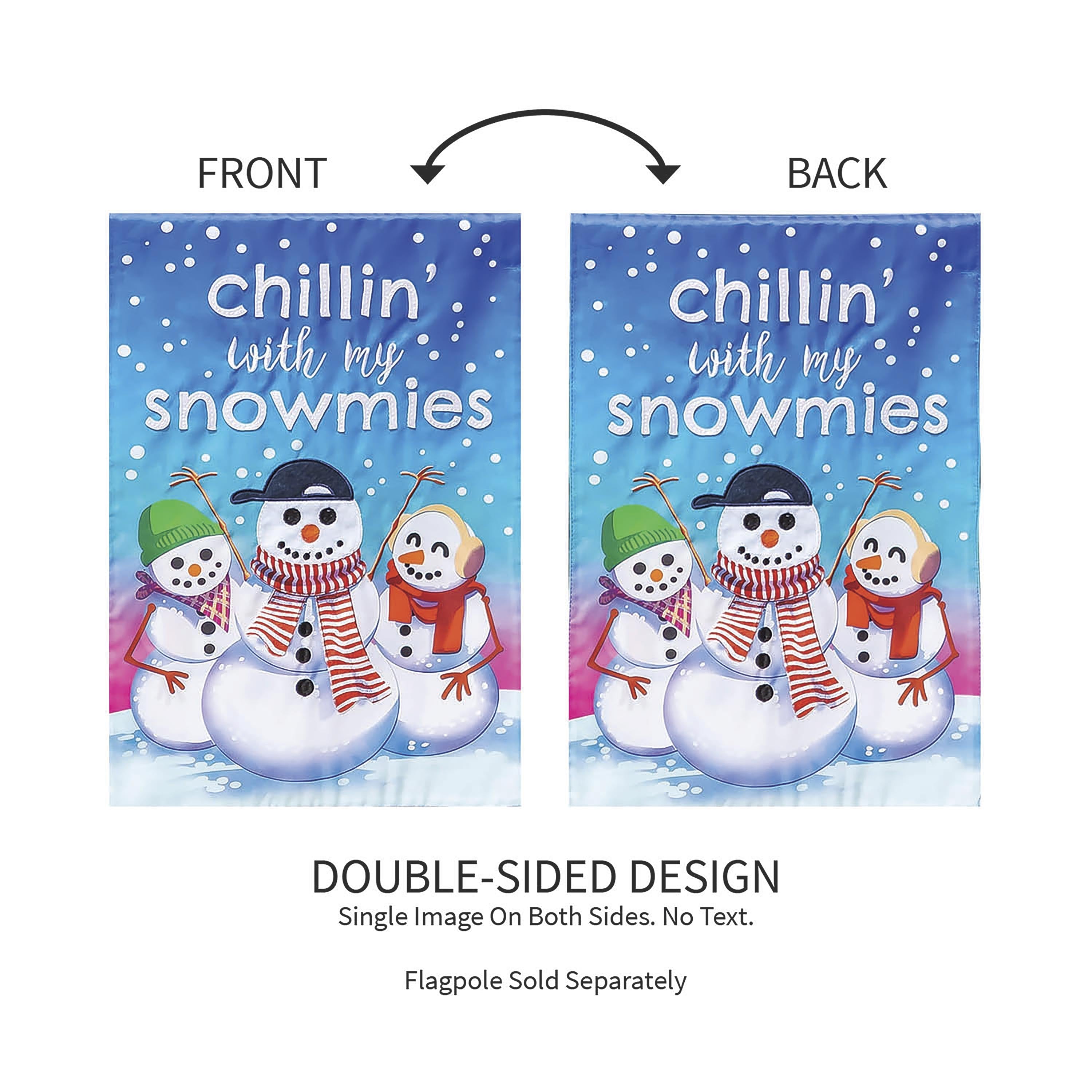 Chillin with My Snowmies Applique Garden Flag - Sports Collectibles, Sports Memorabilia, Sports Fan Shop, Sports Gifts