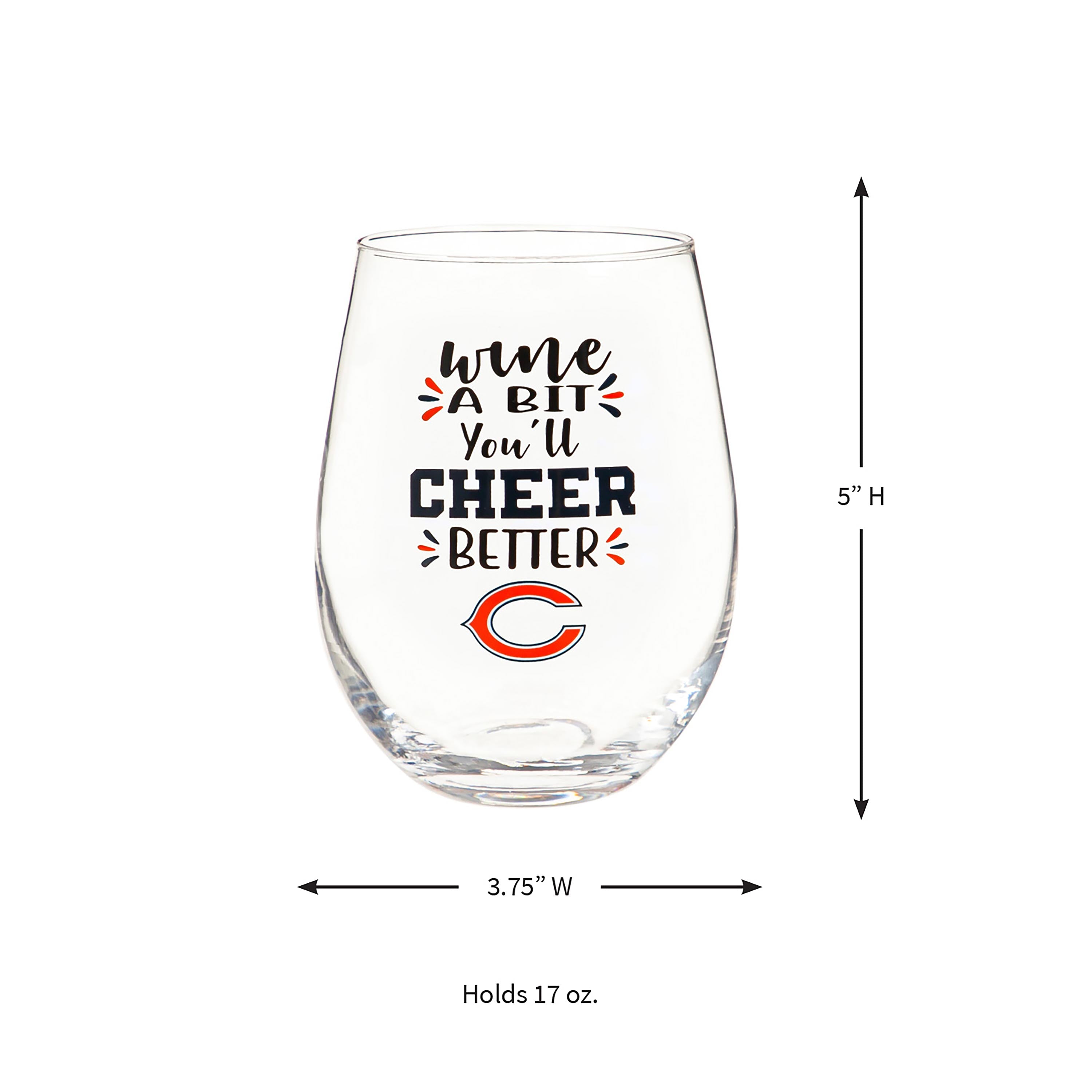 Chicago Bears, 17oz Boxed Stemless Wine - Sports Collectibles, Sports Memorabilia, Sports Fan Shop, Sports Gifts