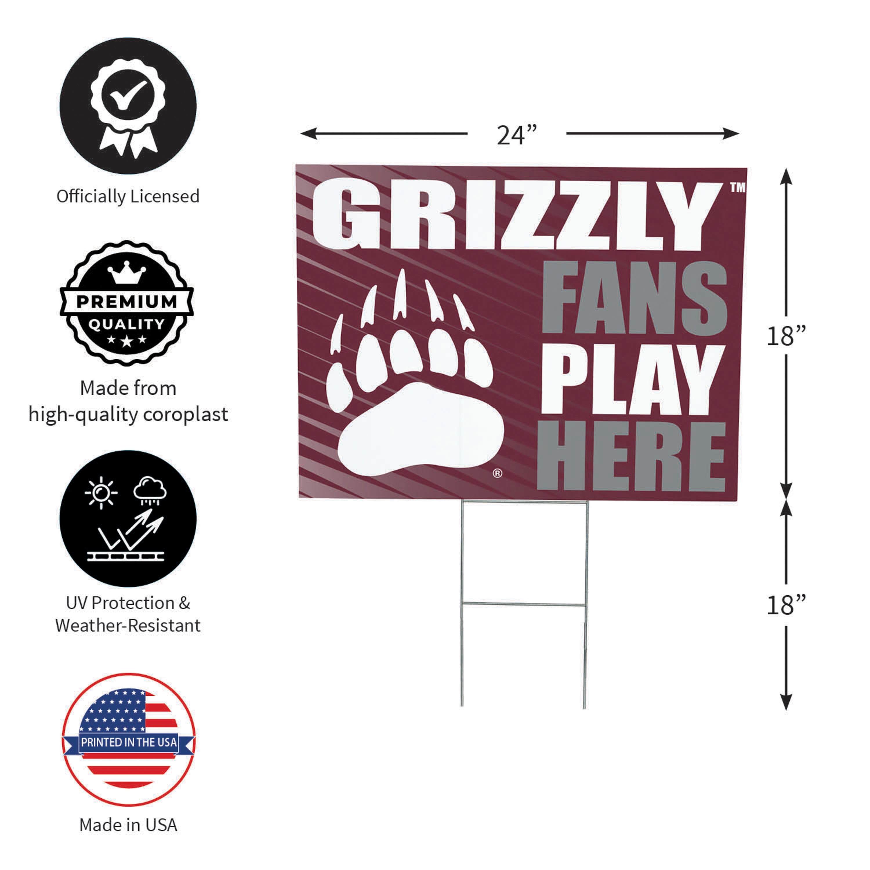 University of Montana Coroplast Yard Sign "Fans Play Here" - Sports Collectibles, Sports Memorabilia, Sports Fan Shop, Sports Gifts