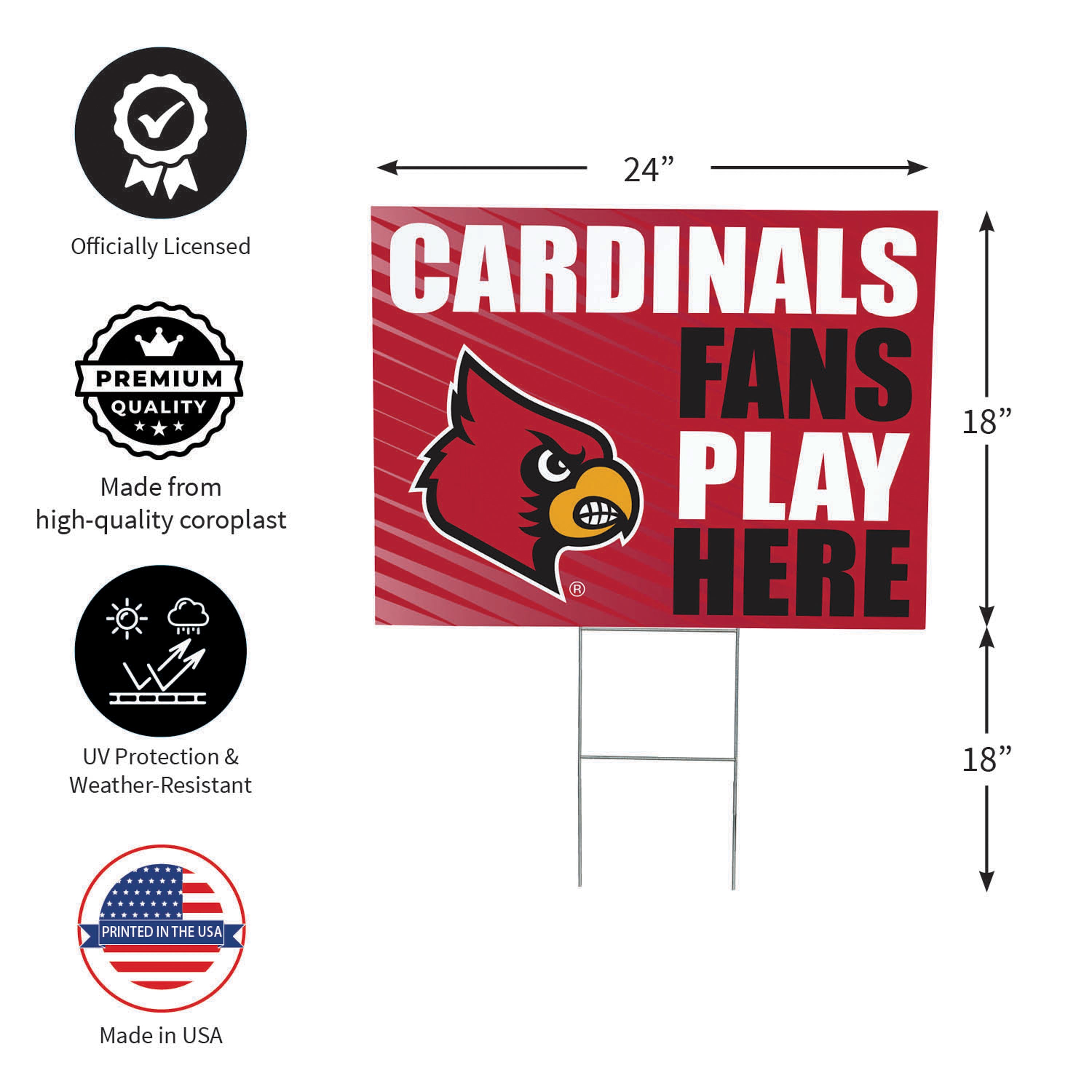 University of Louisville Coroplast Yard Sign "Fans Play Here"